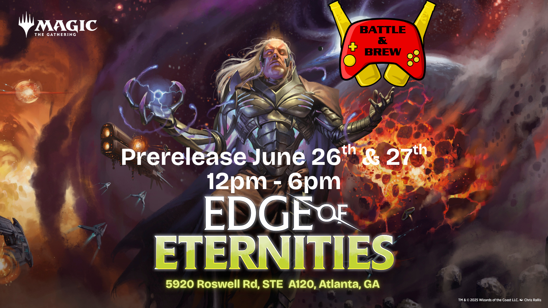 Day 2 - Edge of Eternities Magic Prerelease at Battle & Brew – Crack Packs & Conquer the Void