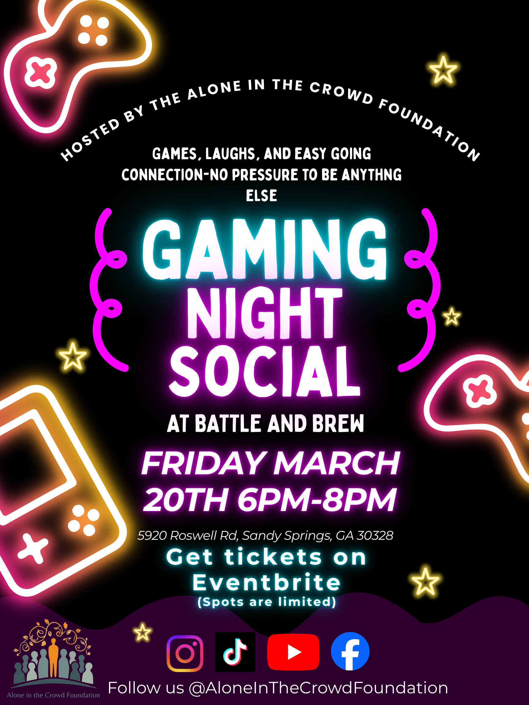 🎮✨ Gaming Night Social by Alone in The Crowd Foundation ✨🎮 