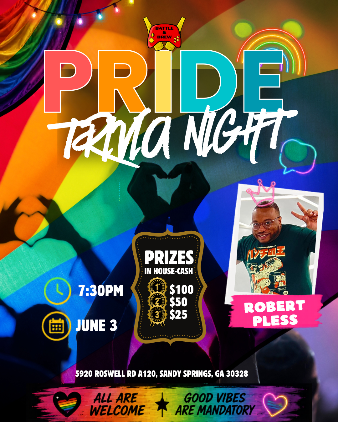 🌈✨ Pride Trivia Night hosted by Robert Pless ✨🌈 