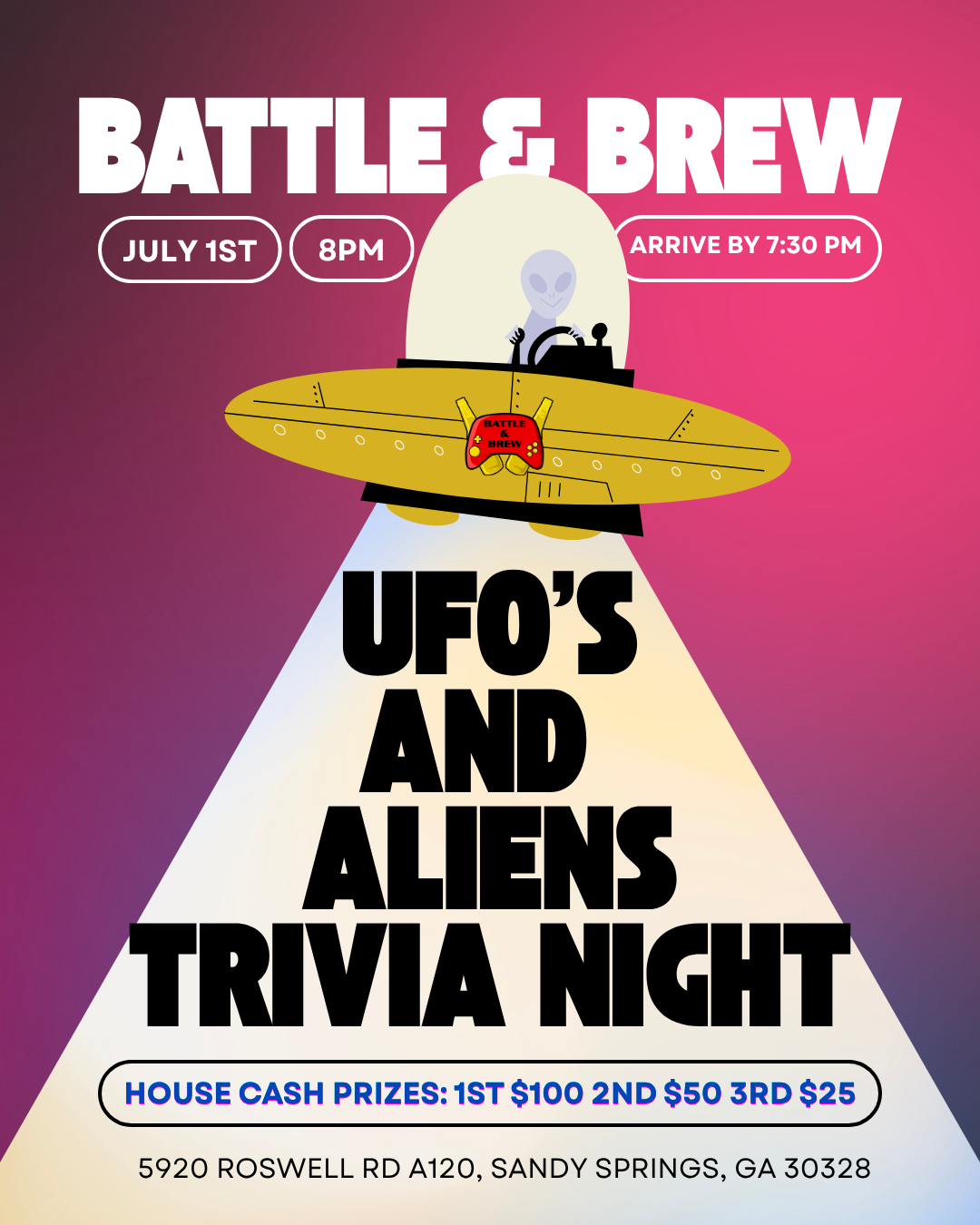 👽🛸 Aliens &amp; UFO Trivia Night at Battle &amp; Brew 🛸👽