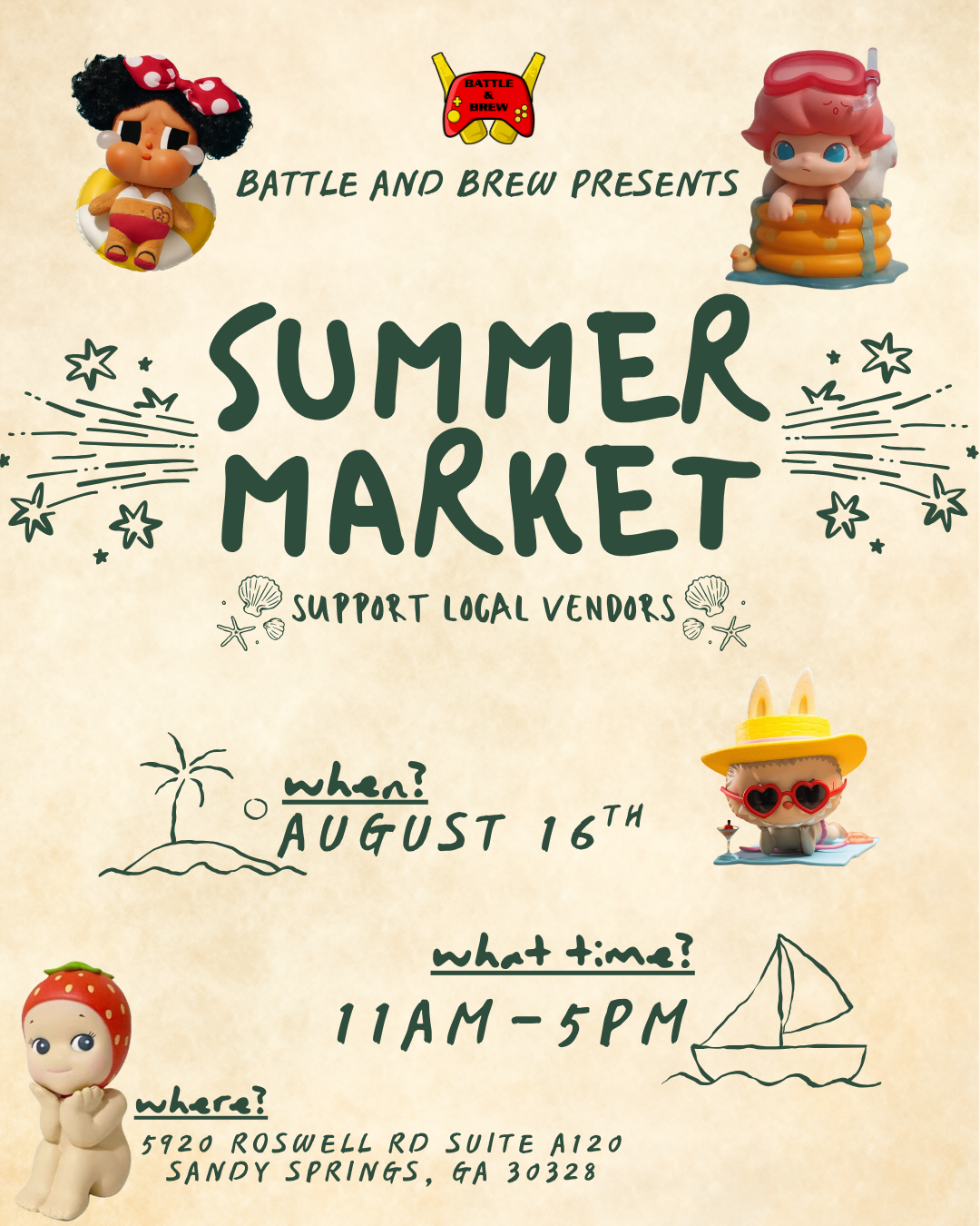 🌴 ☀️ Summer Pop-Up Market at Battle &amp; Brew ☀️ 