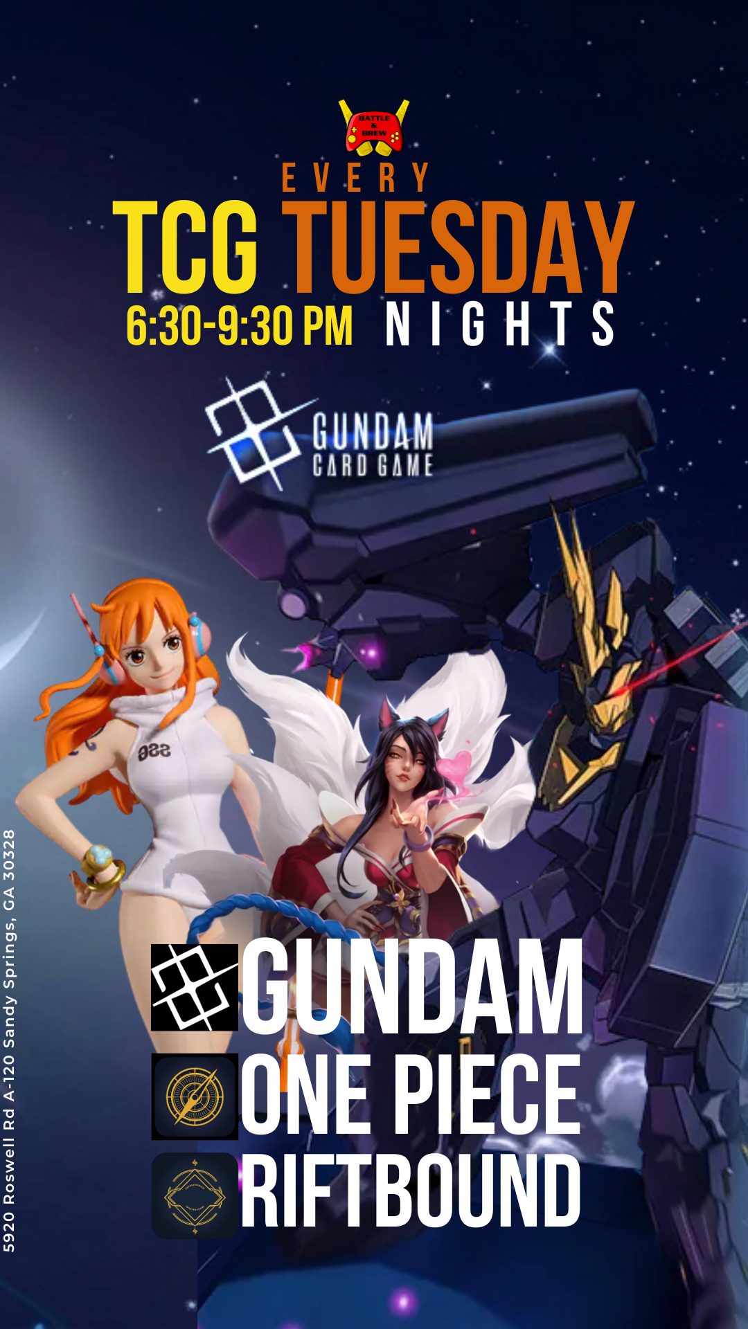 TCG Tuesday: Gundam + One Piece + Riftbound Trading Card Games Every Tuesday
