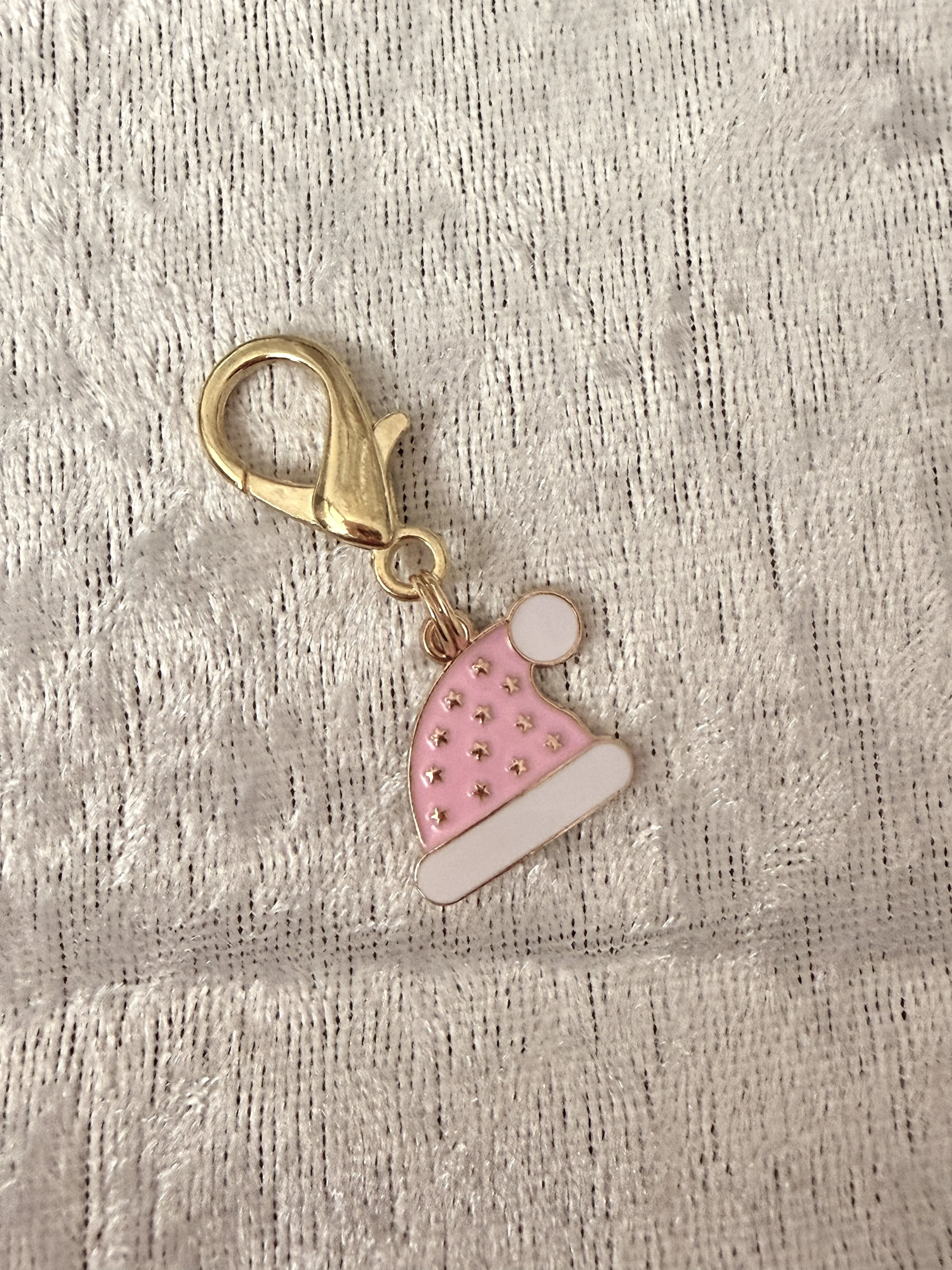 Pink Santa Hat Collar Charm.JPG