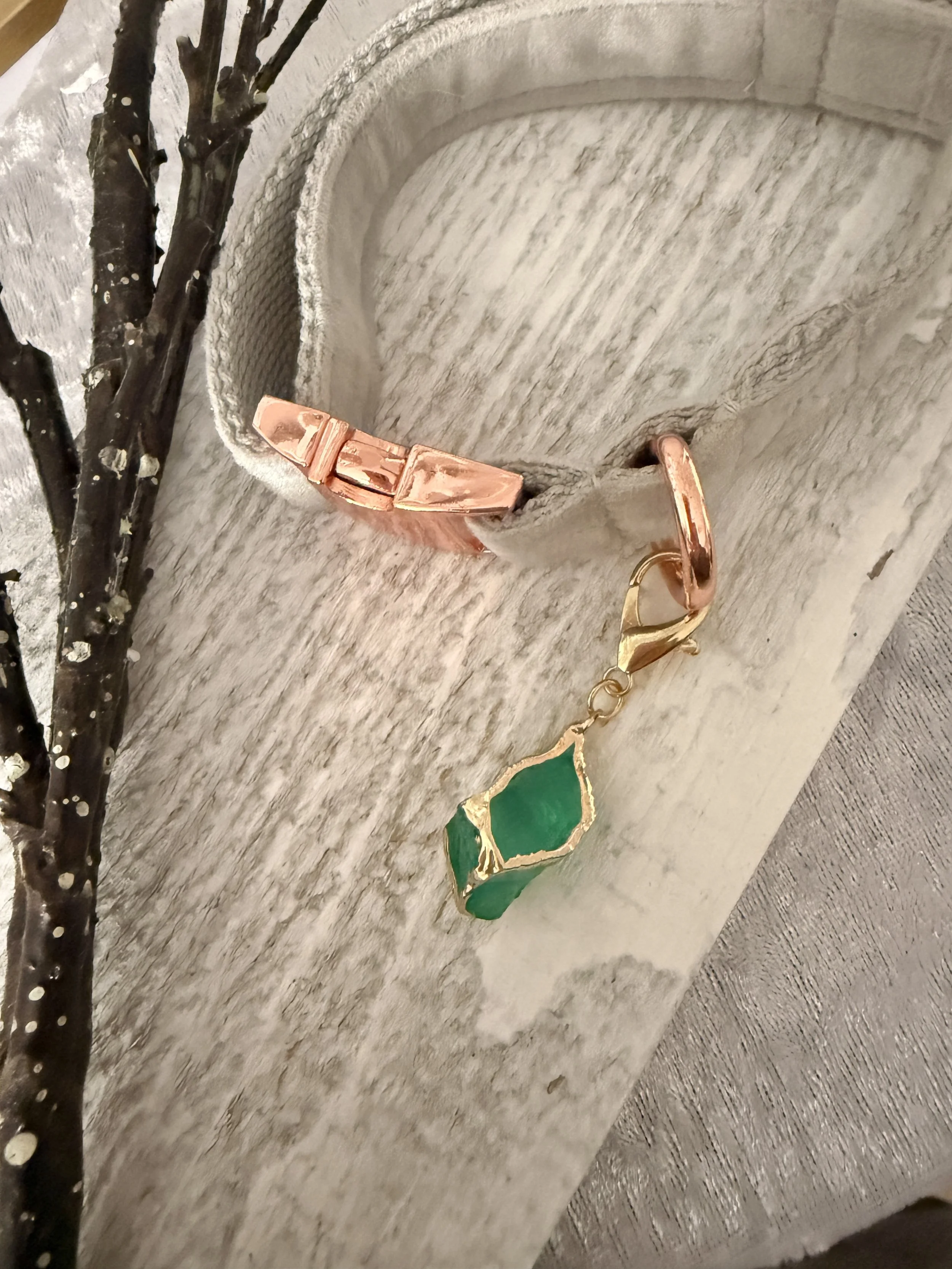 Green Crystal Rock Collar Charm