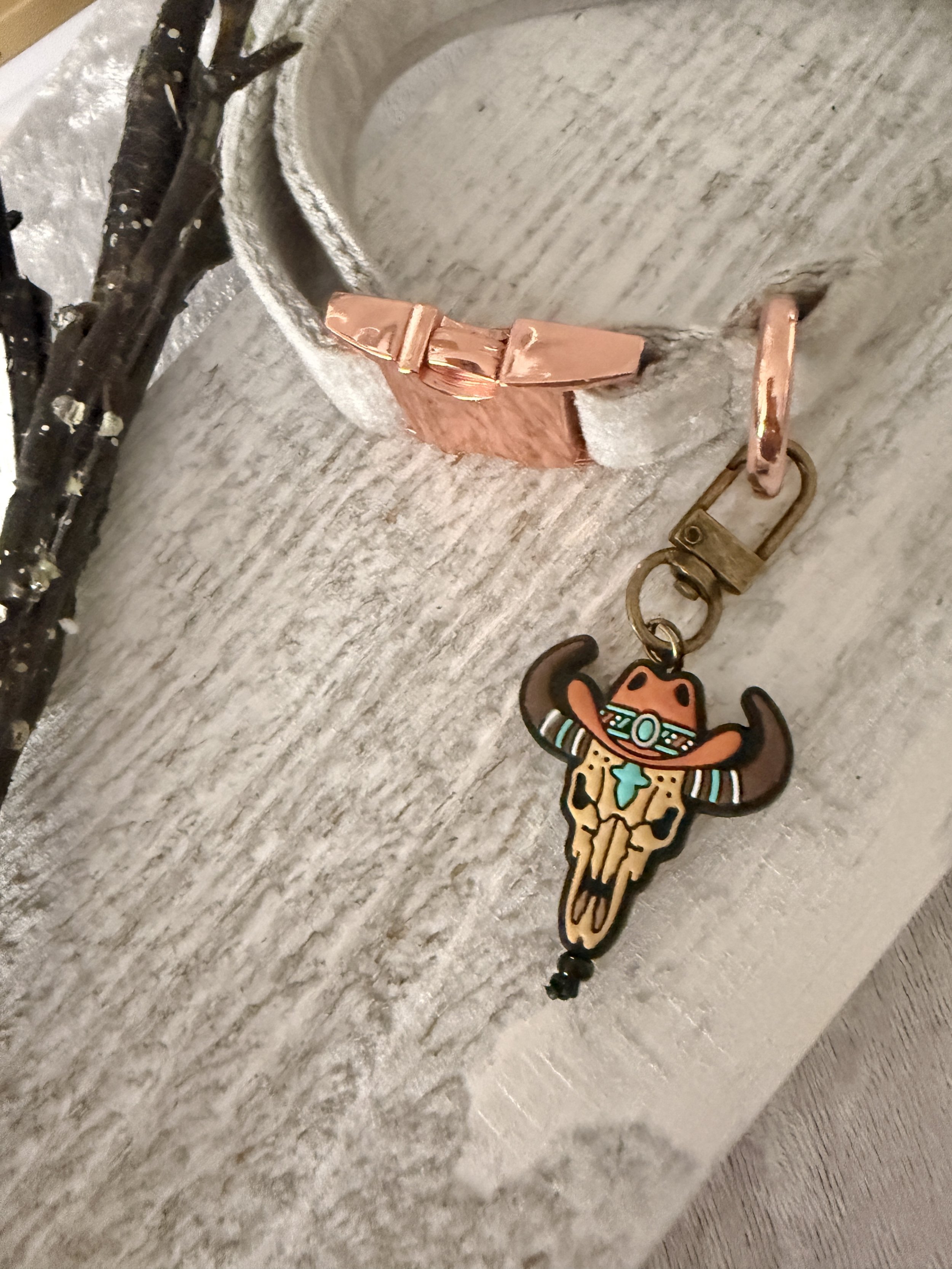 Western Buffalo Skull Collar Charm