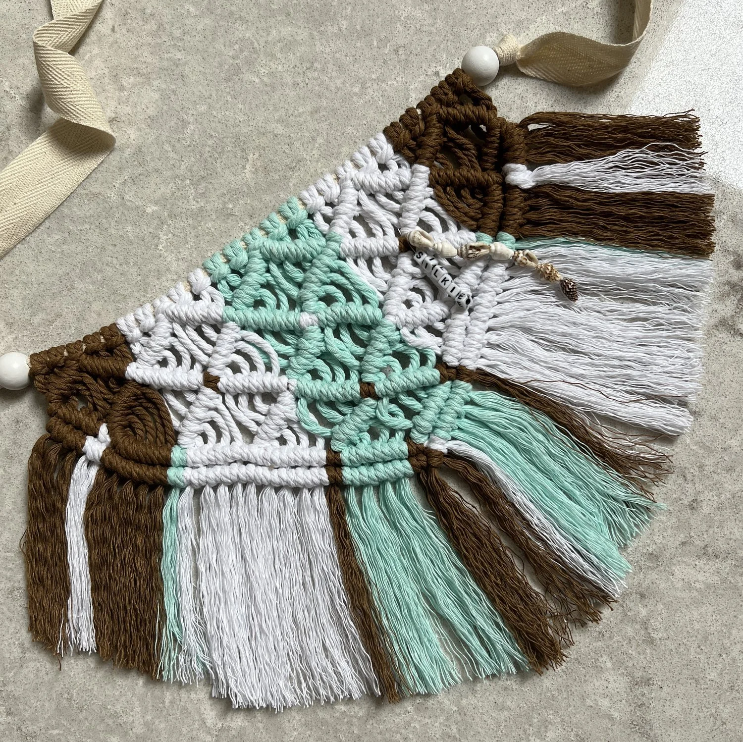 Coastal Diamond Macrame Dog Bandana from IsyandCris.com