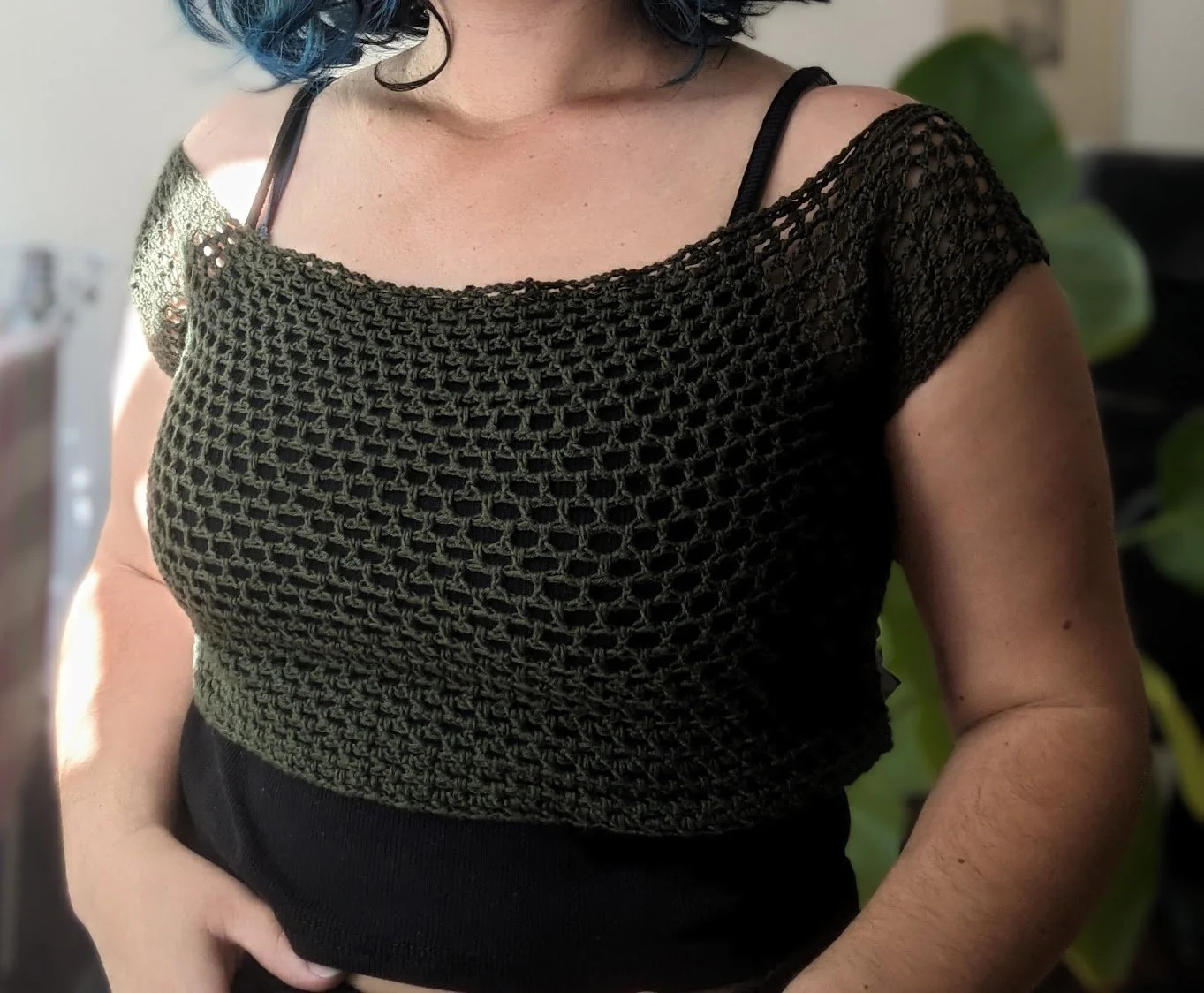 Dark forest mesh crop top