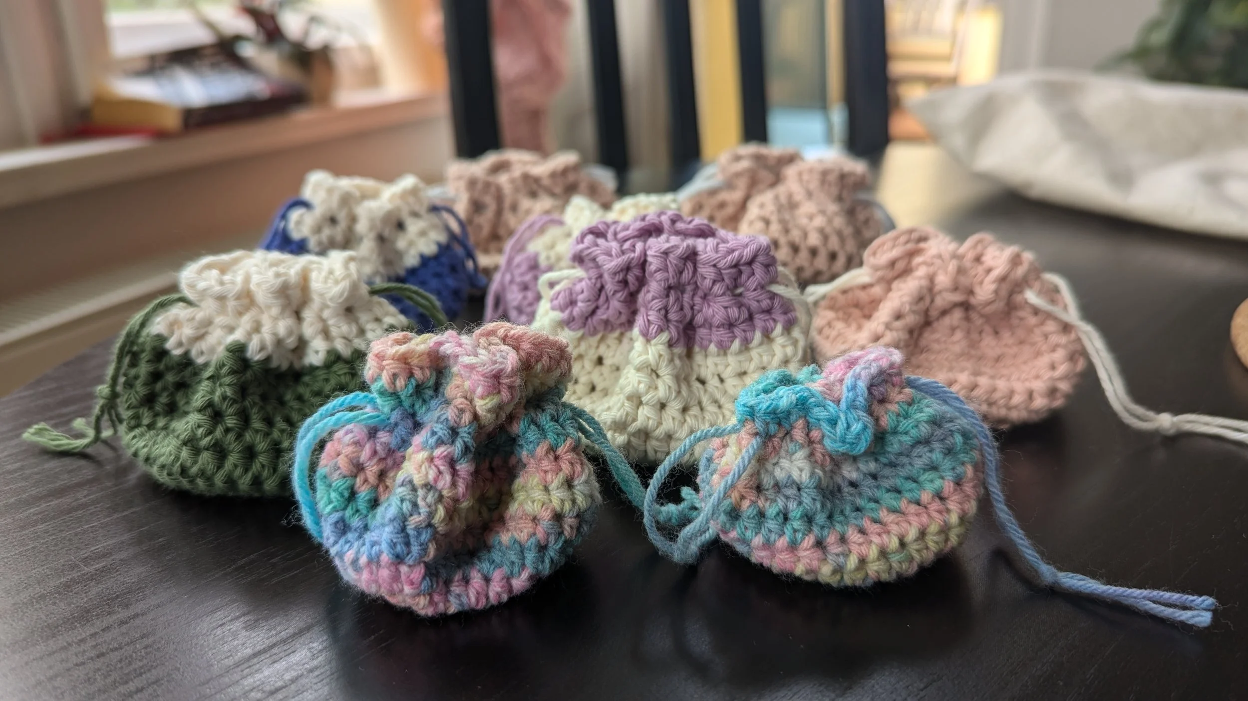 Crochet Mesh Drawstring Bag Crochet Mesh Drawstring Bag Drawstring - Main Image