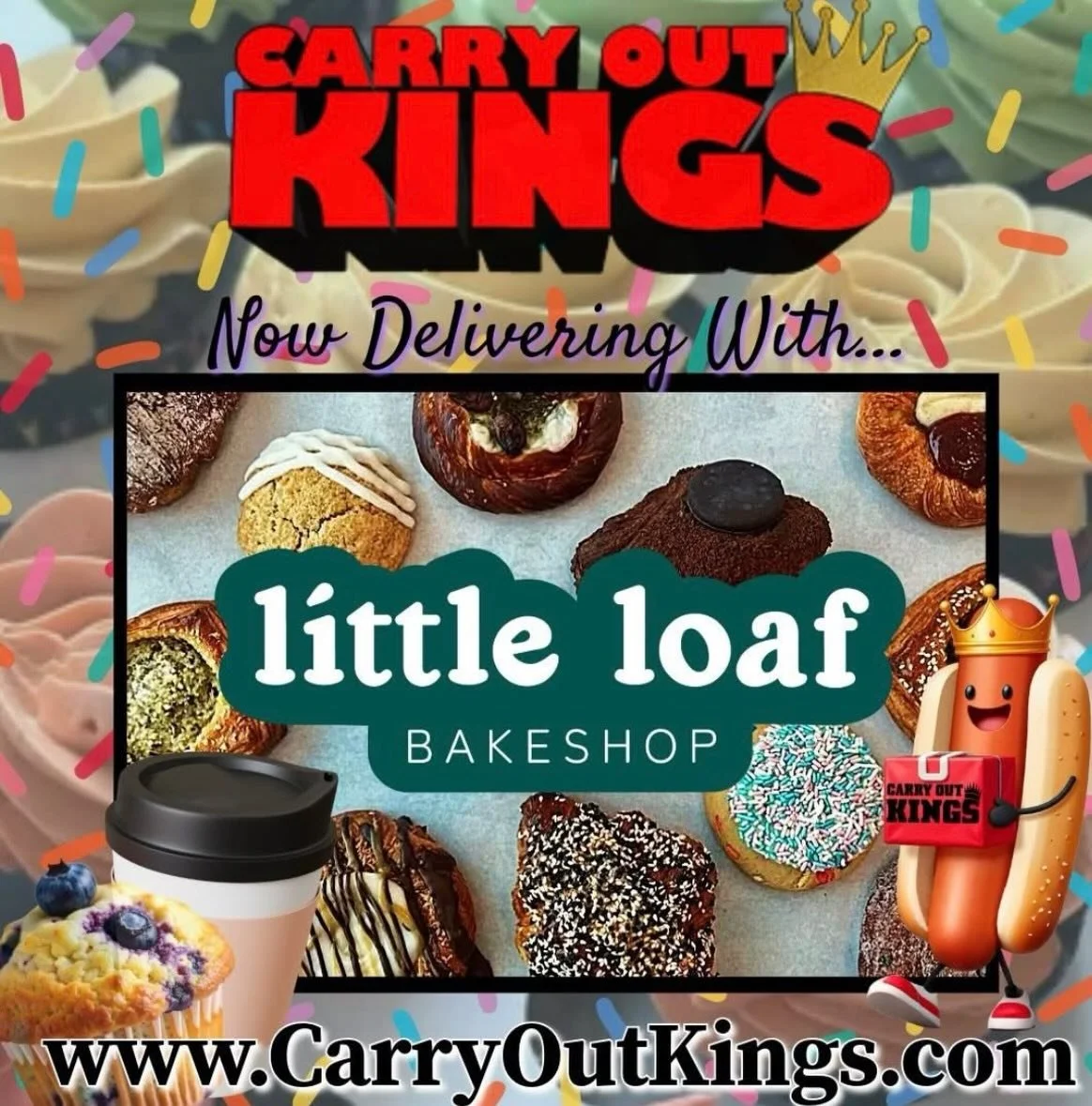 We&rsquo;re excited to announce our new partnership with @carryoutkings !  You can now get our breakfast and lunch delivered within 12 miles of our bakery while also supporting another local, small business in the process!  We will also have drip cof