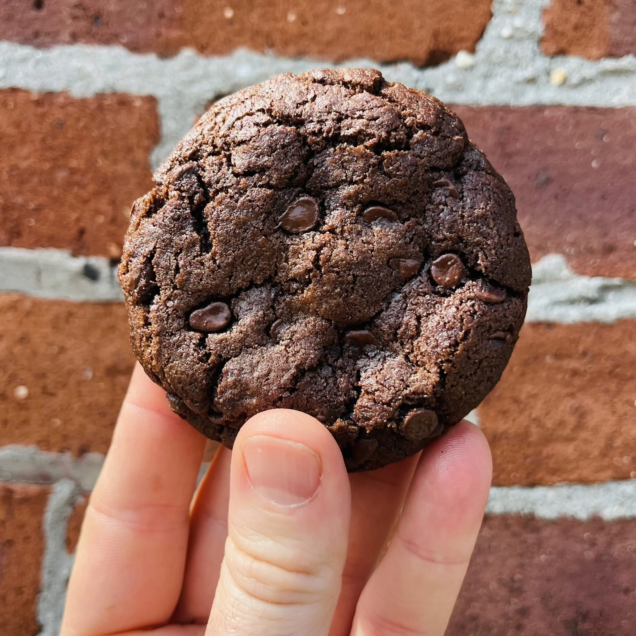 mini double choc chip tahini cookie (don't worry we ate this right after...we'd never serve a pastry that we handled with bare hands!)
