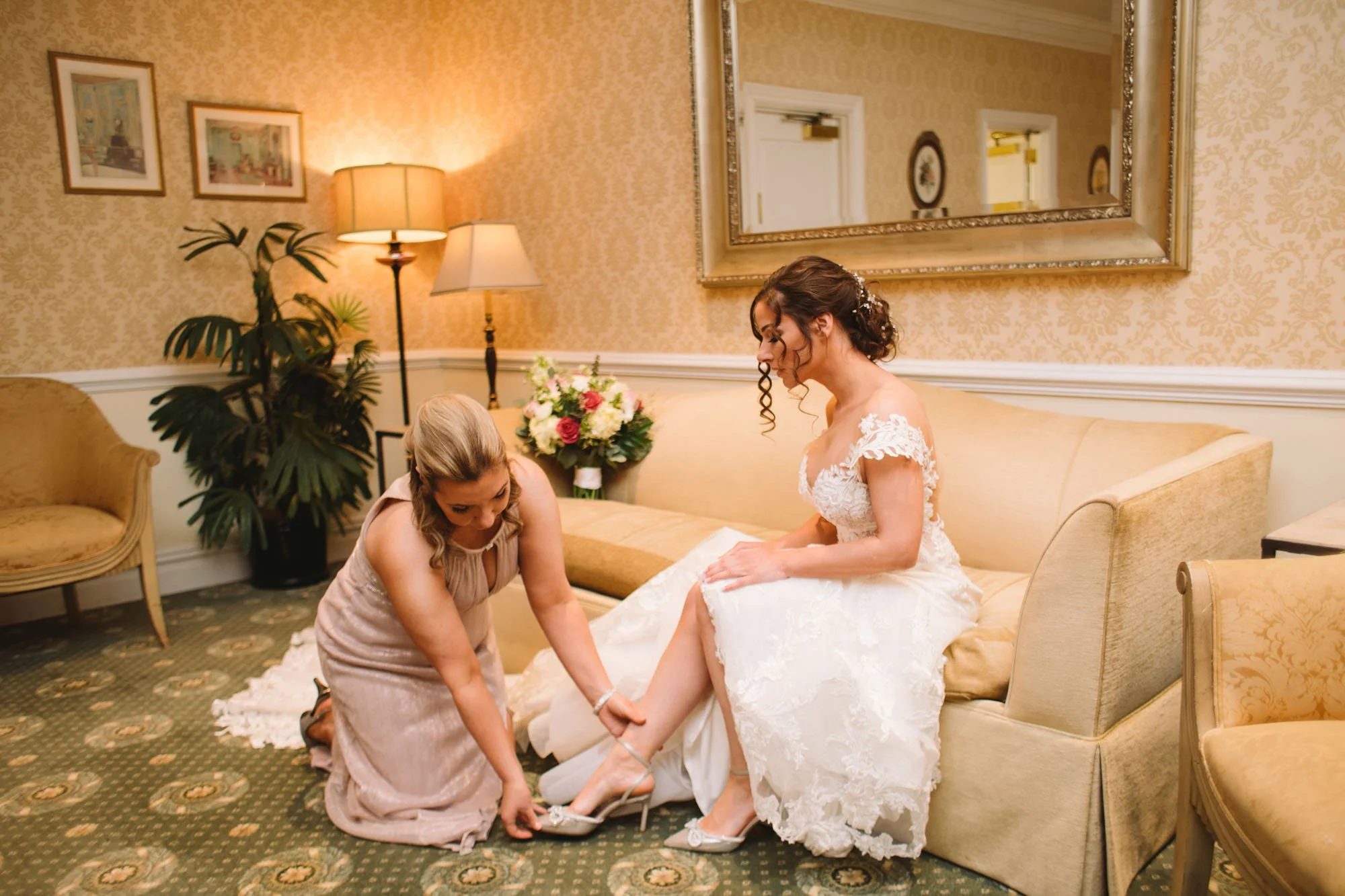 Bride getting ready at The Palace at Somerset park