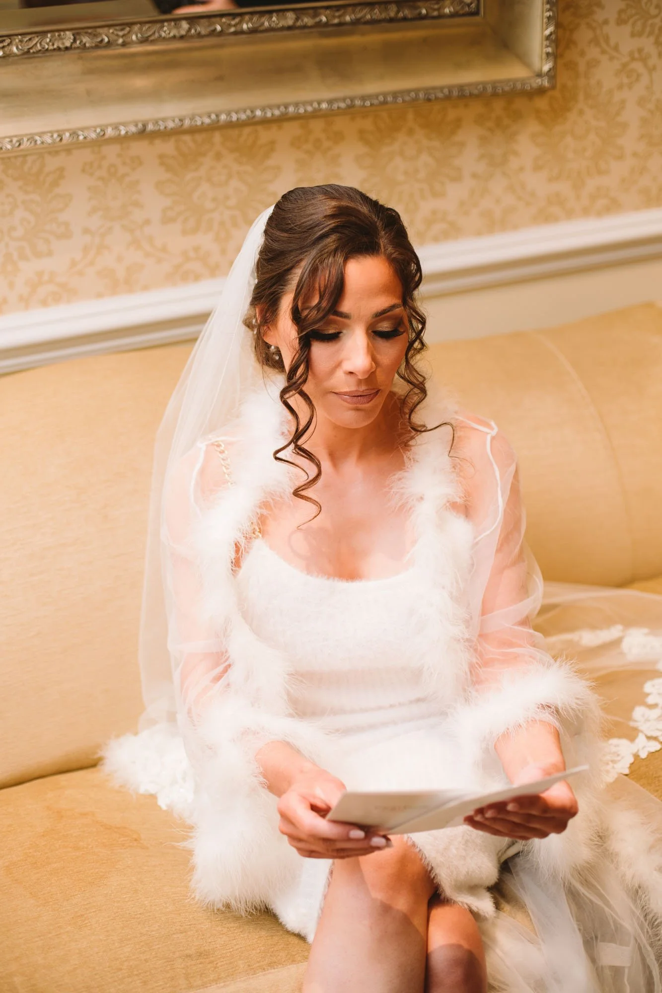Bride reading a letter