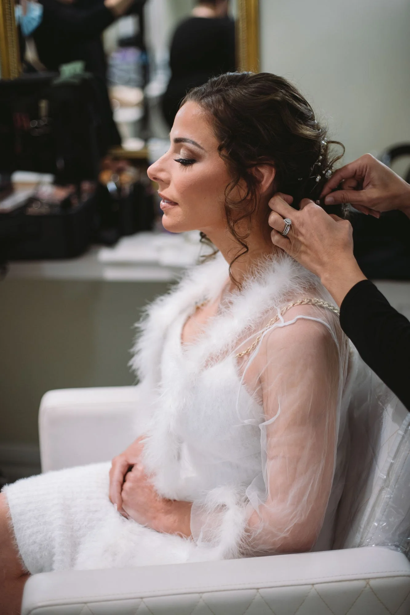 Bride doing a hair and makeup 
