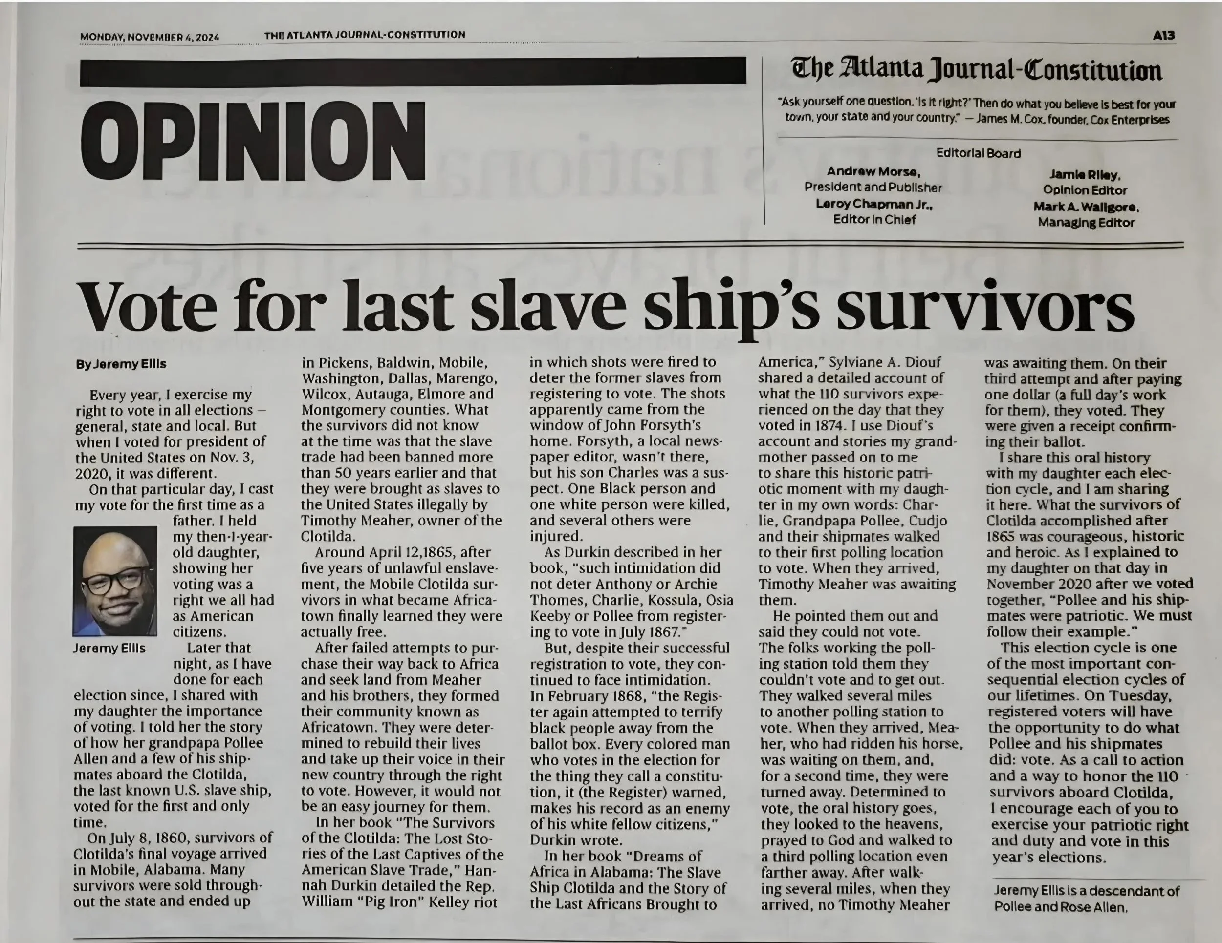 Vote for last slave ship’s survivors
