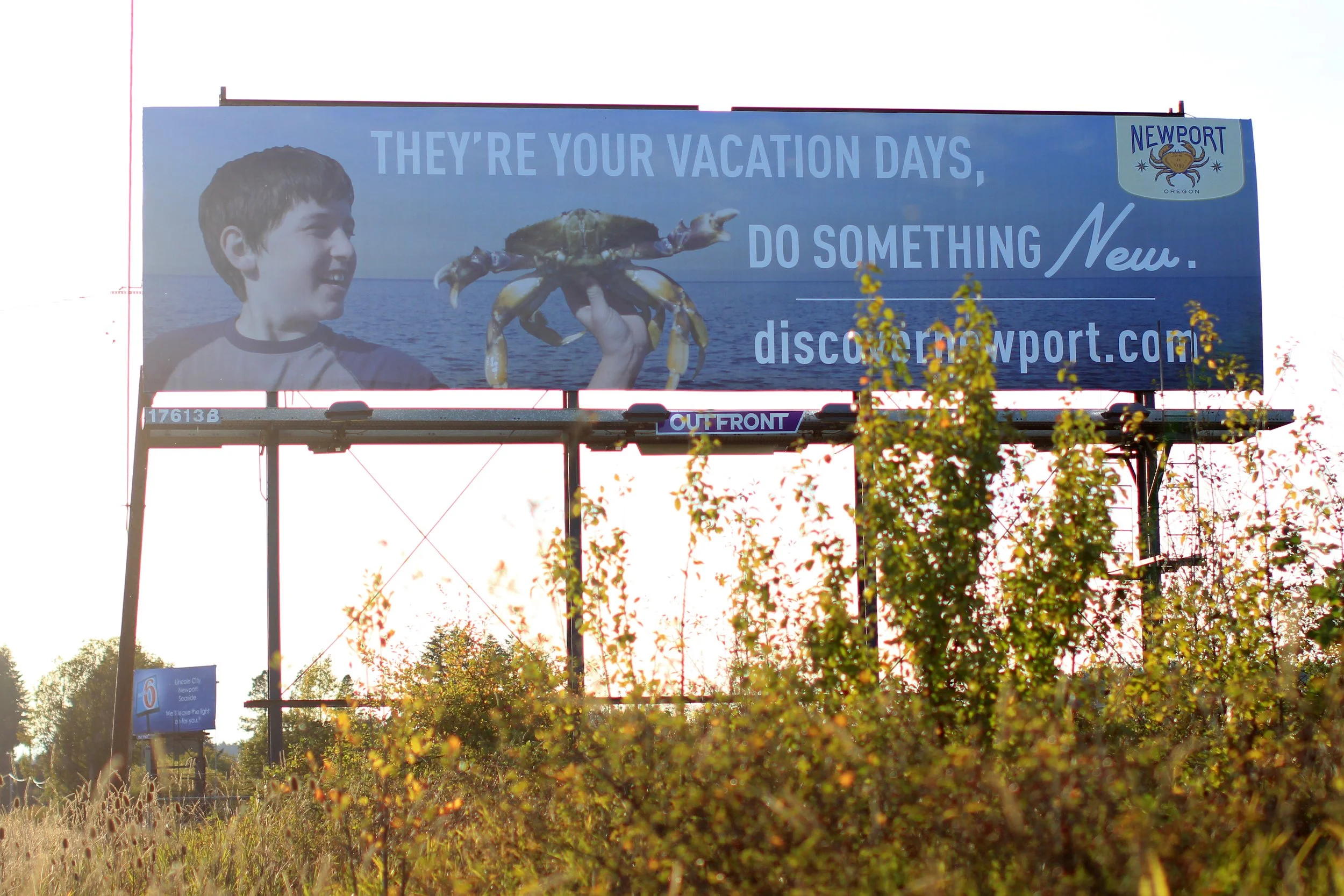 Billboard as seen heading west on Hwy 18 towards the coast