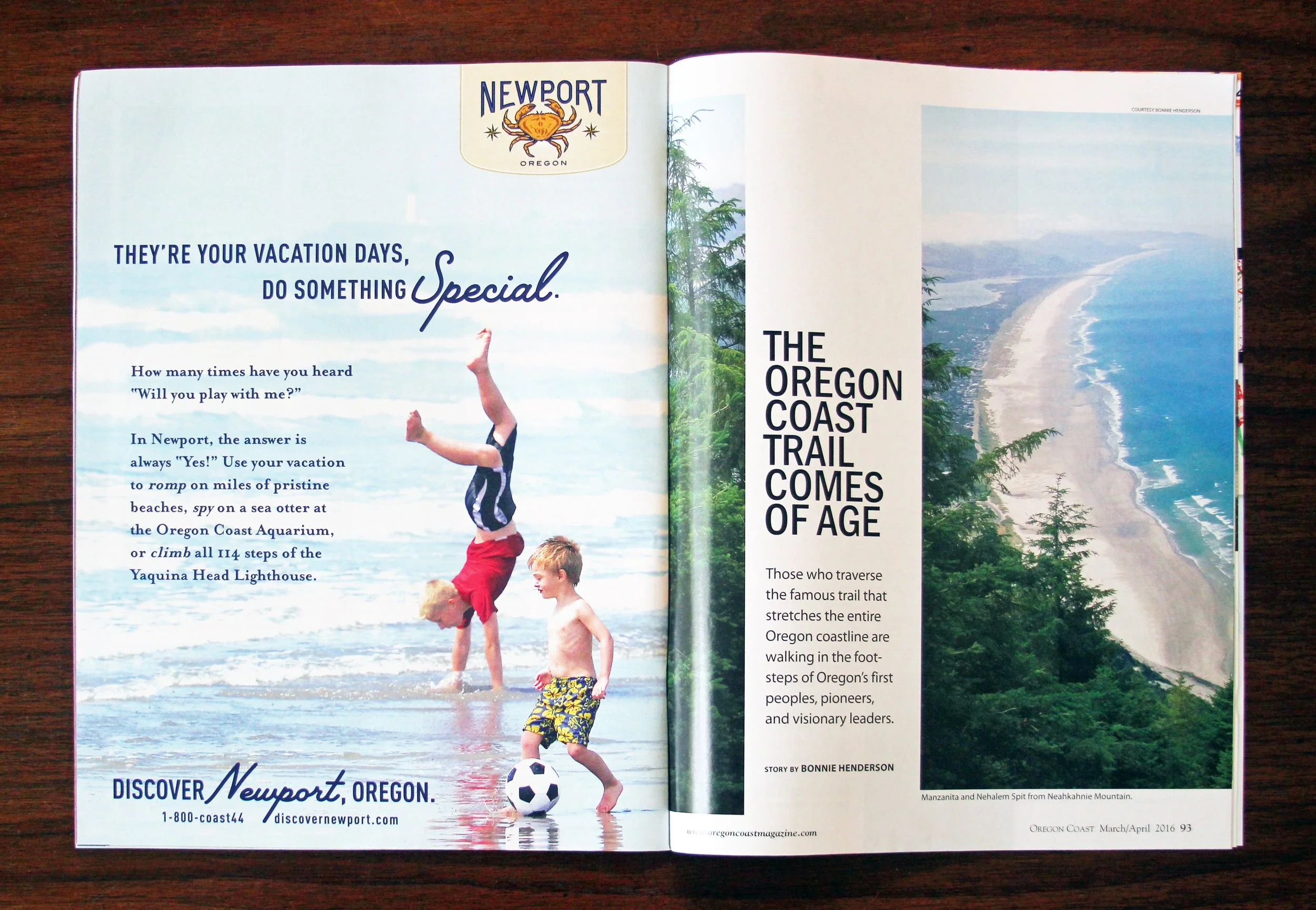 Oregon Coast Magazine full page ad March/April 2016