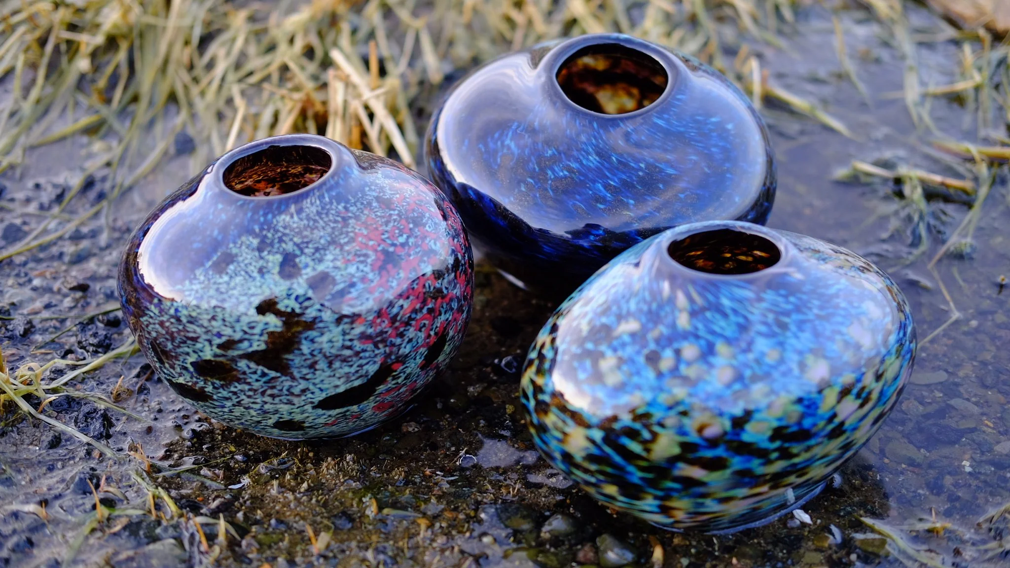 "Rock Vessels". 6" x 6" each. 2017
