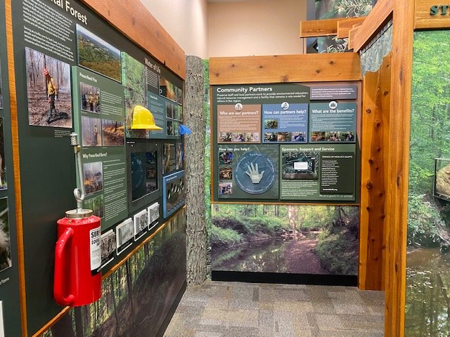 Hemlock Bluffs' Community Partners panel in the exhibit