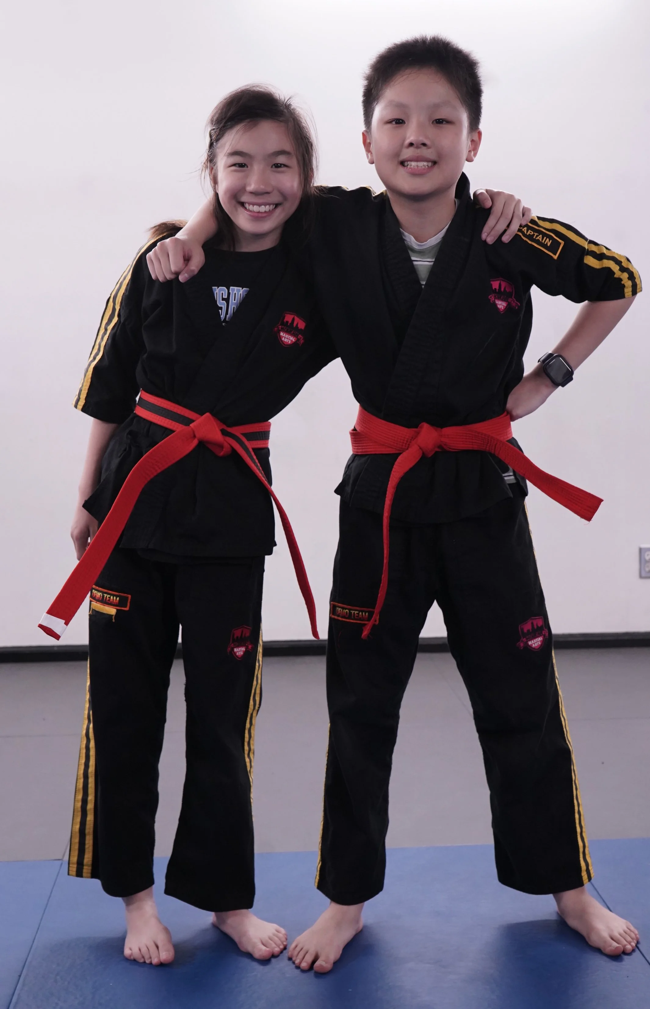 Red belt martial arts students on demo team at Modern Martial Arts NYC