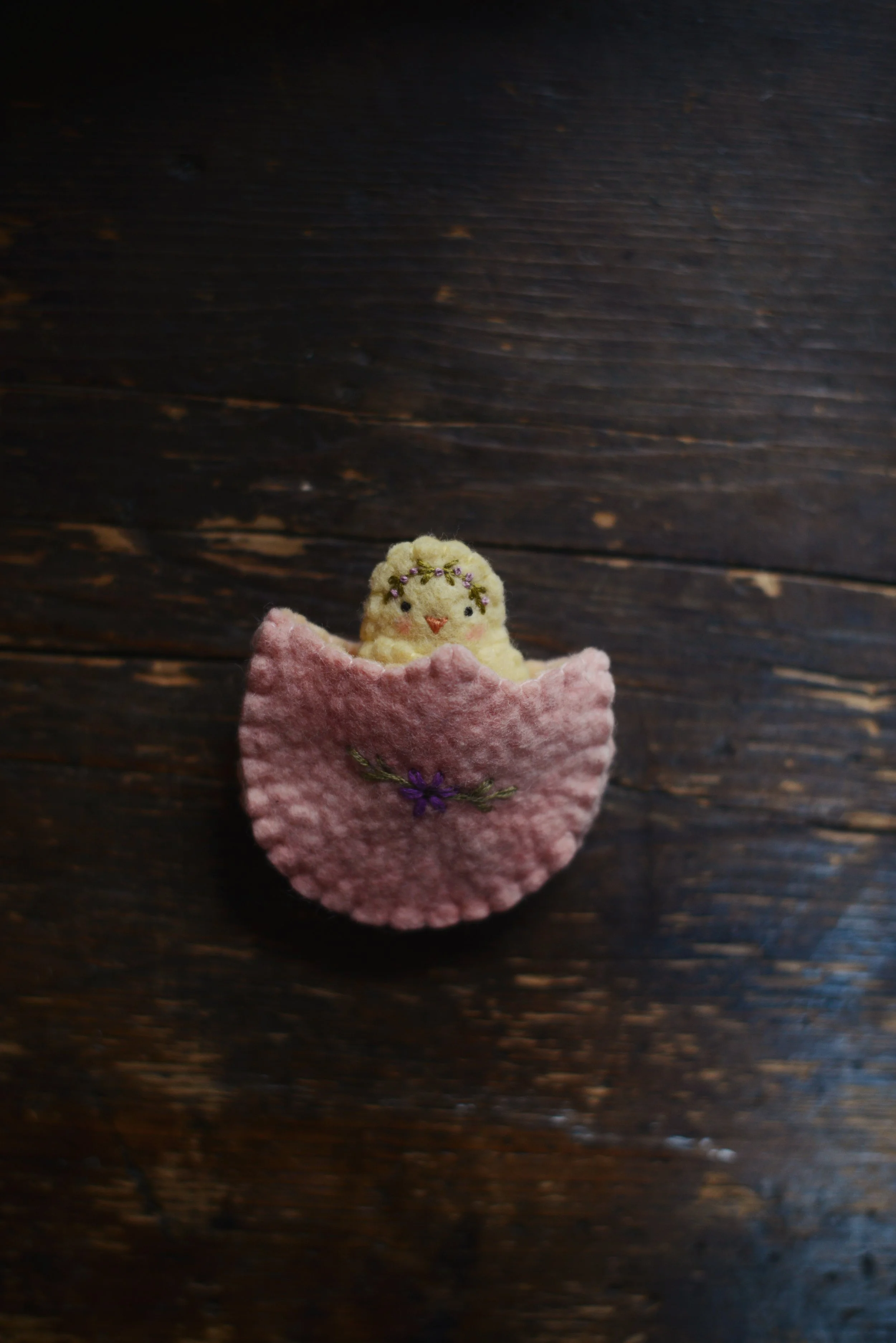 Spring Chick in Easter Egg (peachy pink egg)