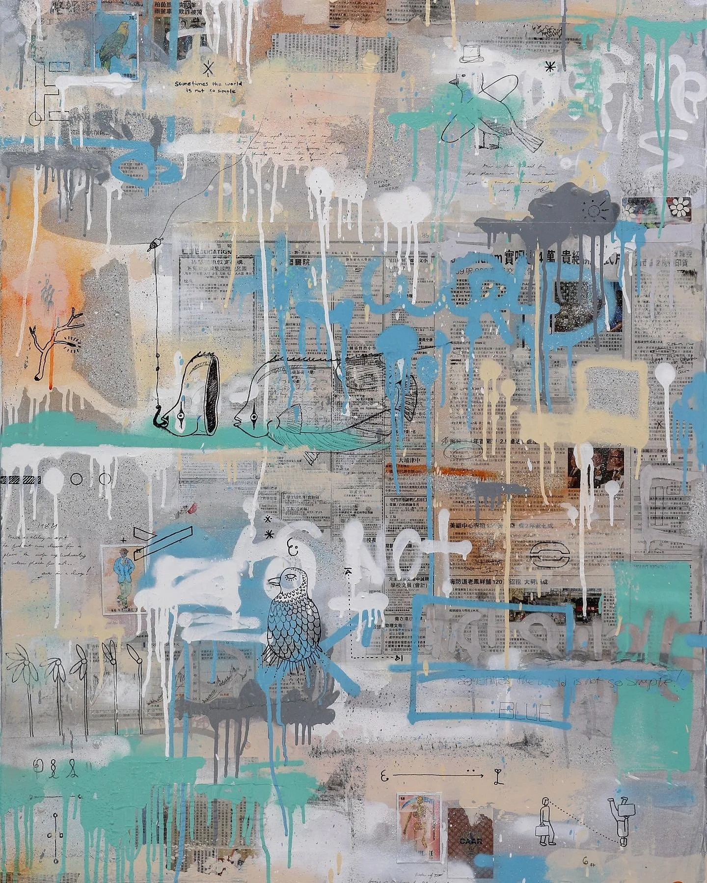 &ldquo;Sometimes the World
is Not So Simple, #1&rdquo; -The Blue Series-

48x36
Acrylic/ink/paper/mixed media,
On 1.5&rdquo; gallery canvas
DM for Sales inquiry