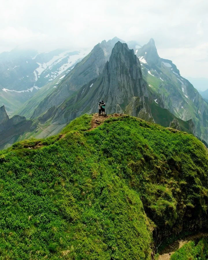 Hiking the Sch&auml;fler Ridge in Switzerland was one of the most amazing adventures we&rsquo;ve done.  Our hut for the night was on the mountain top #🏔️