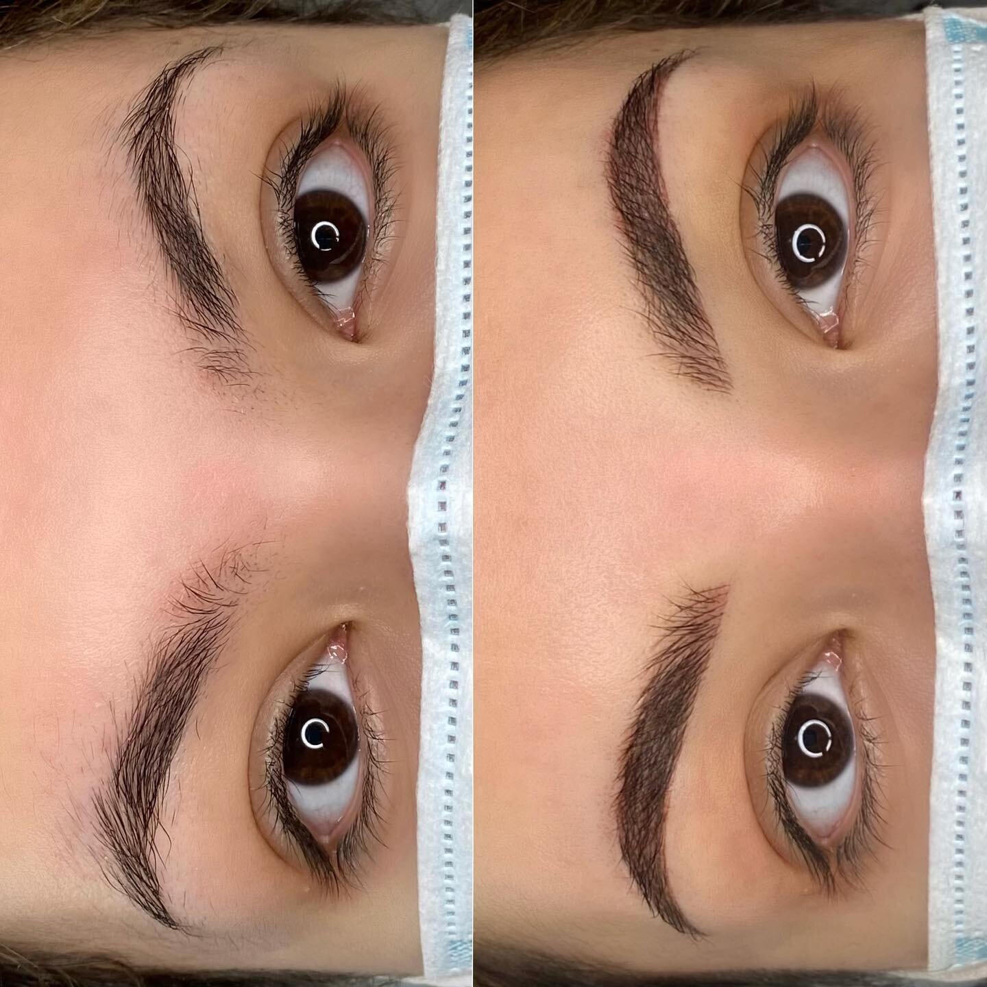 NANO BROWS for the win! 🤩 My client wanted a clean natural look with some volume in her tail. 

She didn't like how her left brow sat higher than her right and how her front dipped lower than she would like. 

We worked some nano magic on my beautif