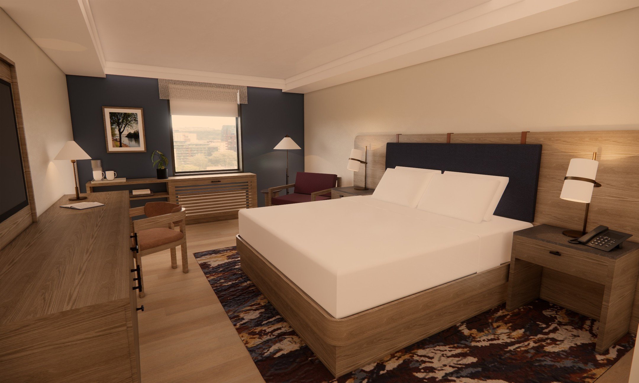 The Atrium Hotel is undergoing an exciting and extensive renovation to become a Hilton DoubleTree location 👉🏻

The first phase of design and construction focuses on the hotel guestrooms and corridors. The guestrooms are contained on four levels loc