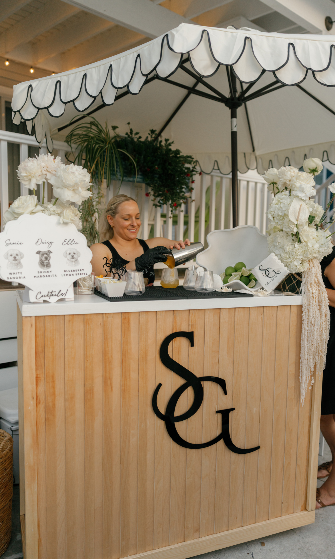 Custom monogrammed event bar with personalized S&G signage