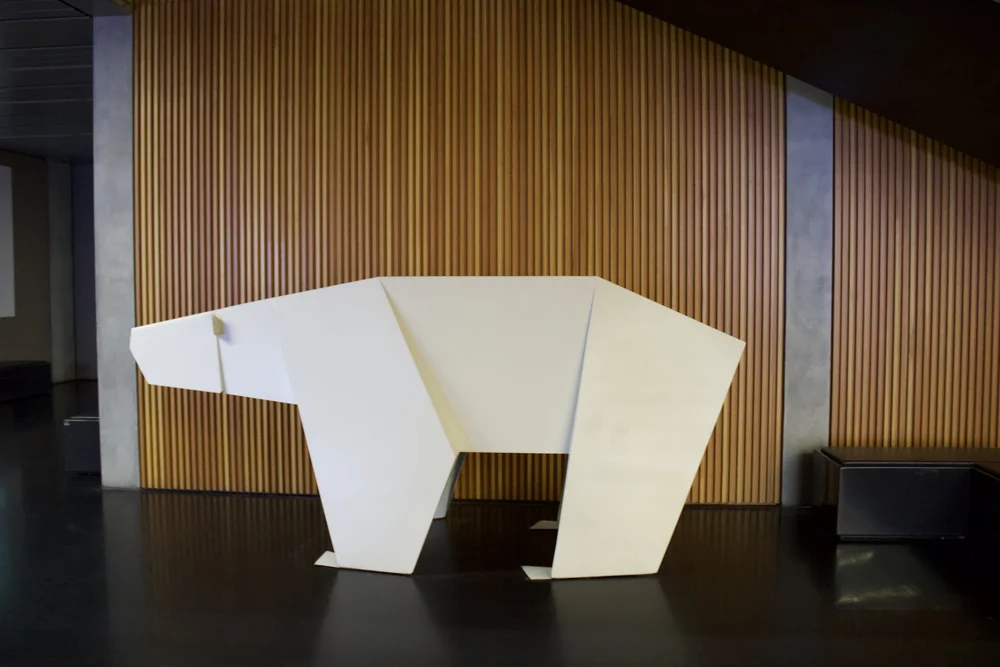  This beautiful metal sculpture leads the way to the elevator. 