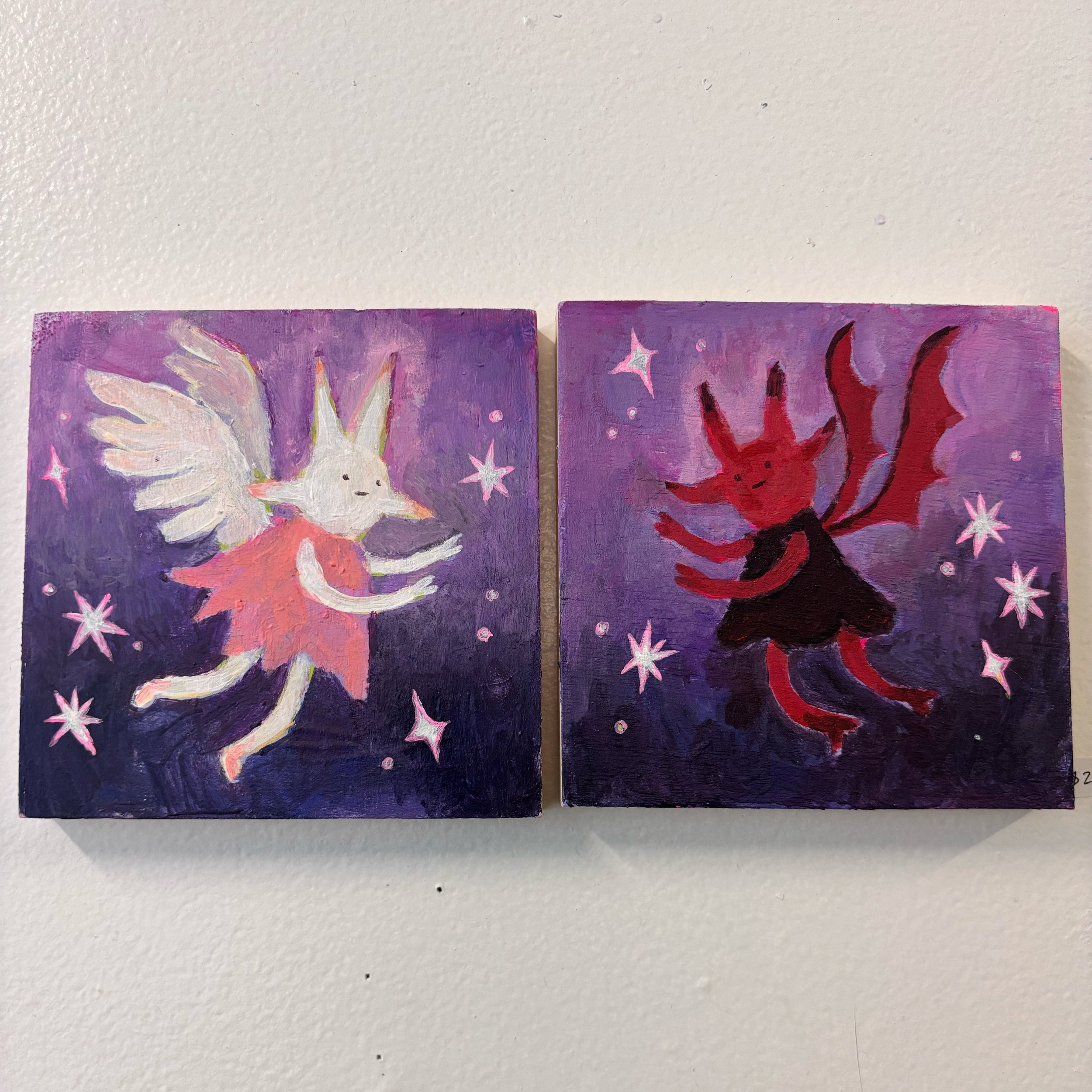  Twins - 4 x 4 acrylic on wood