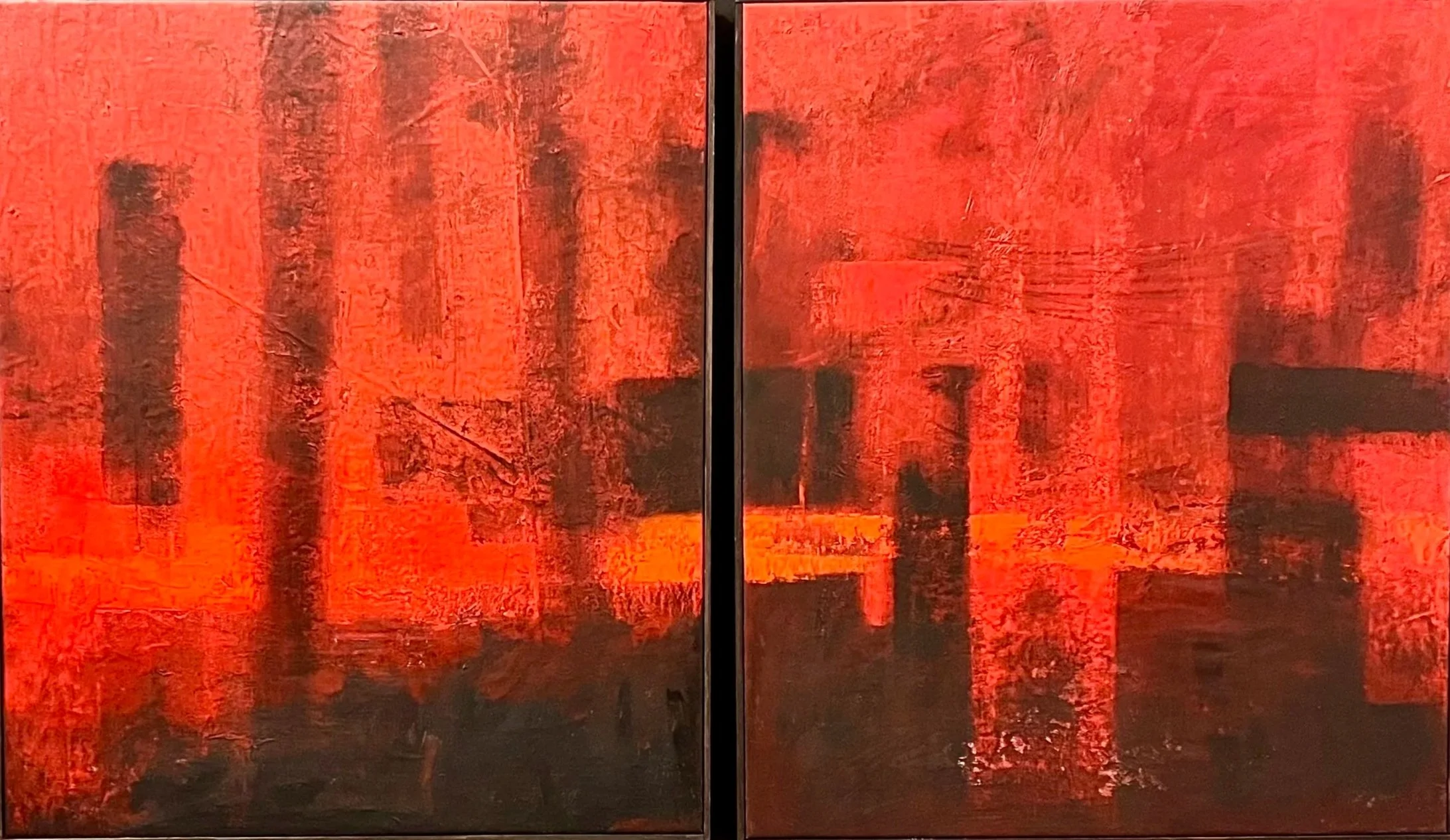 LE SPENTE CENERI DEL GIORNO
acrilico su tela, dittico 45x65cm ogni tela