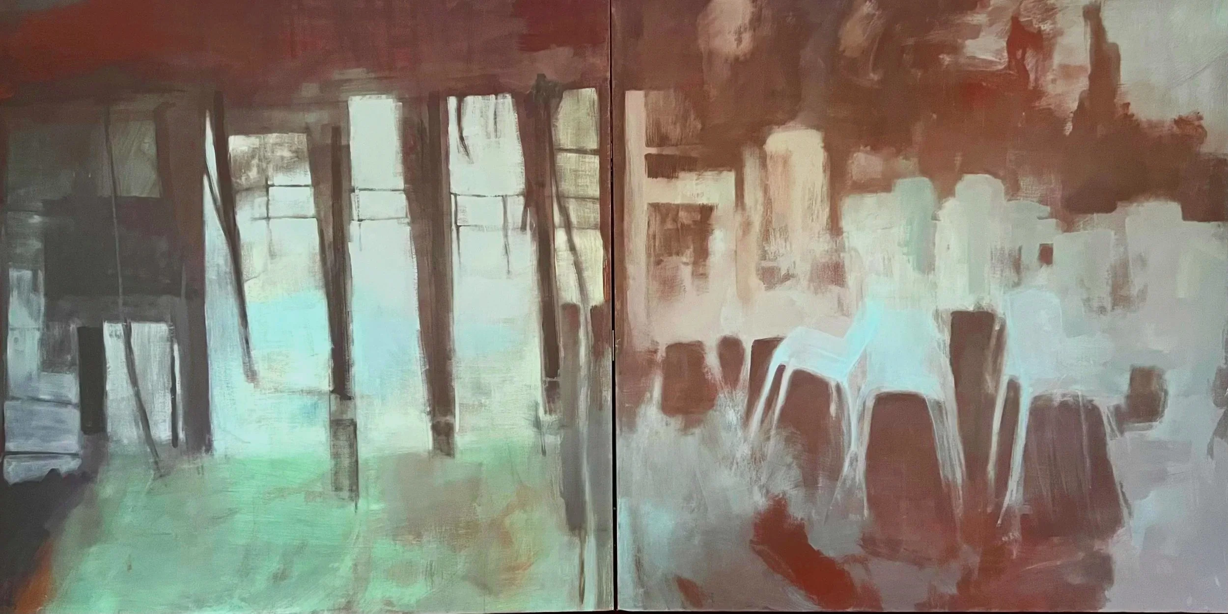 QUASI COME UN DEJAVù dittico, pigmenti su tela, 100x100 ogni tela