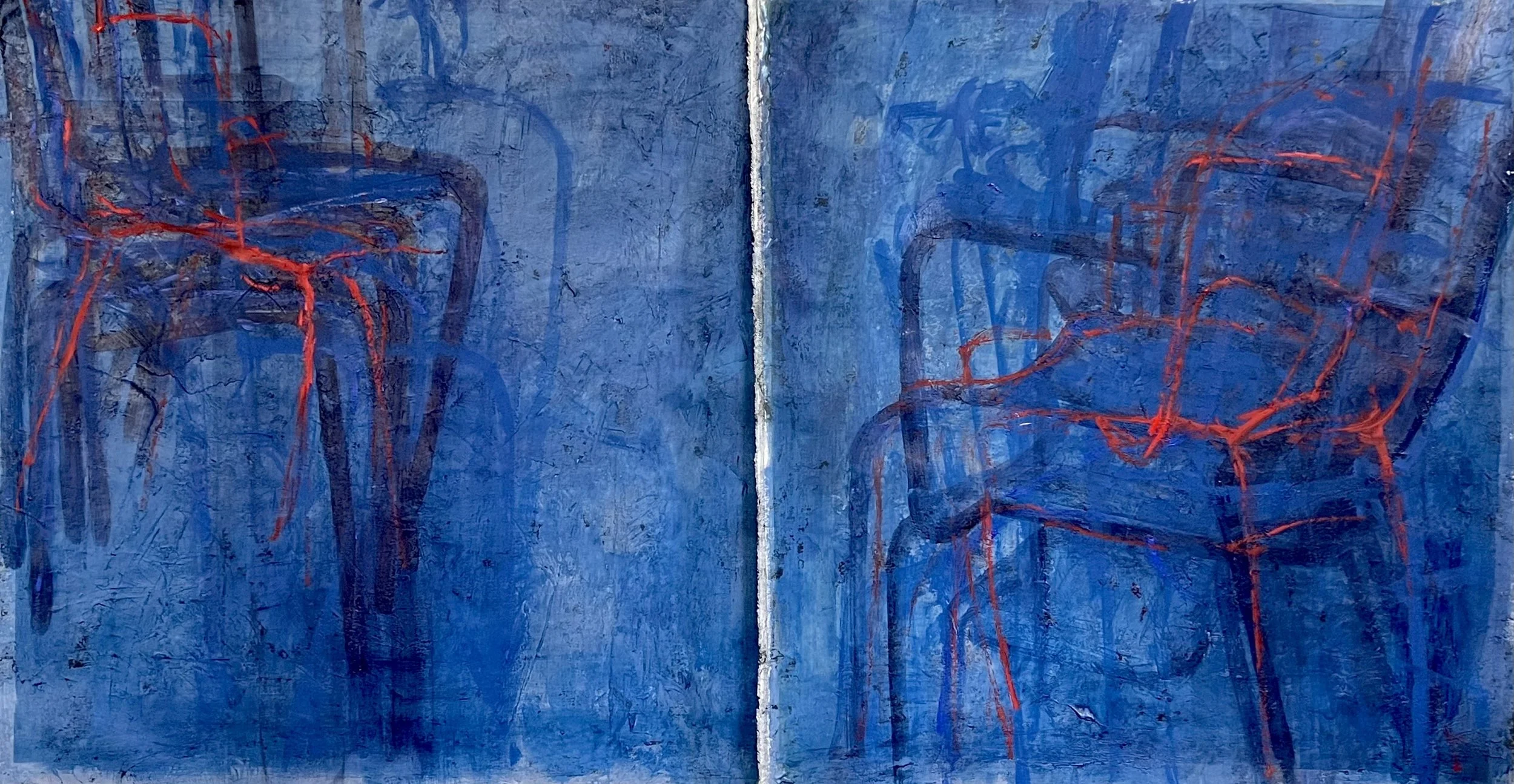 SEDIMENTI dittico, pigmenti su tela, 70x70cm ogni tela