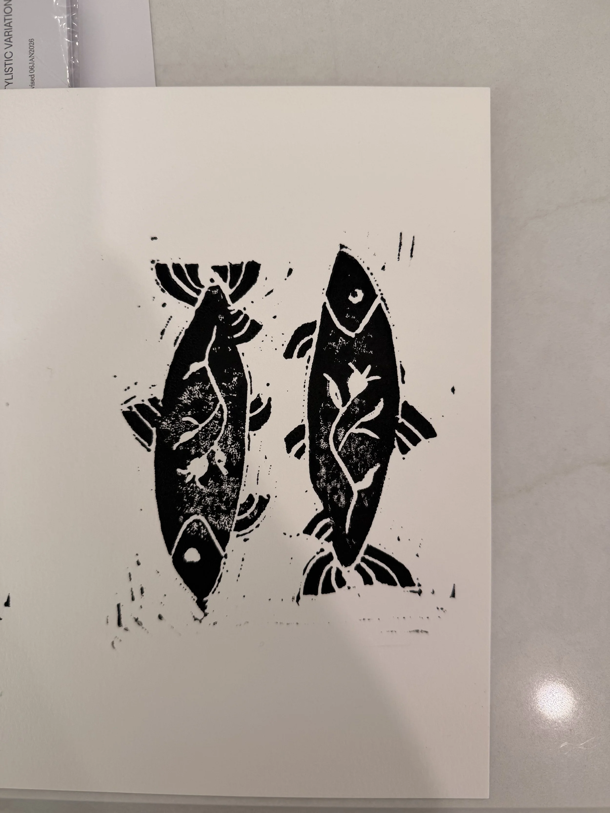 Limited Edition Twin Fish Block Print