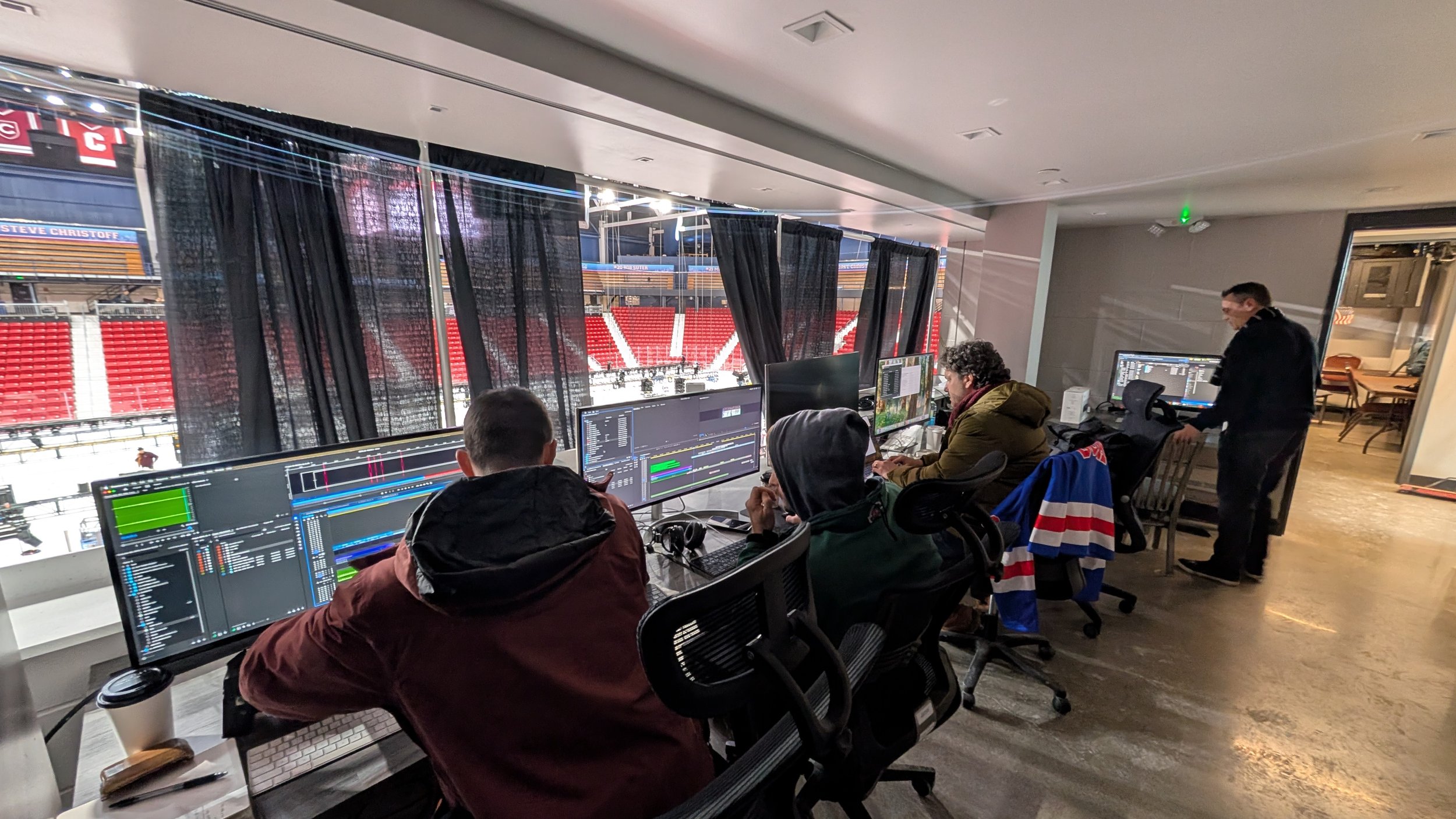  The coldest editing suite we’ve worked in- but with a necessary view to see the work in progress. 