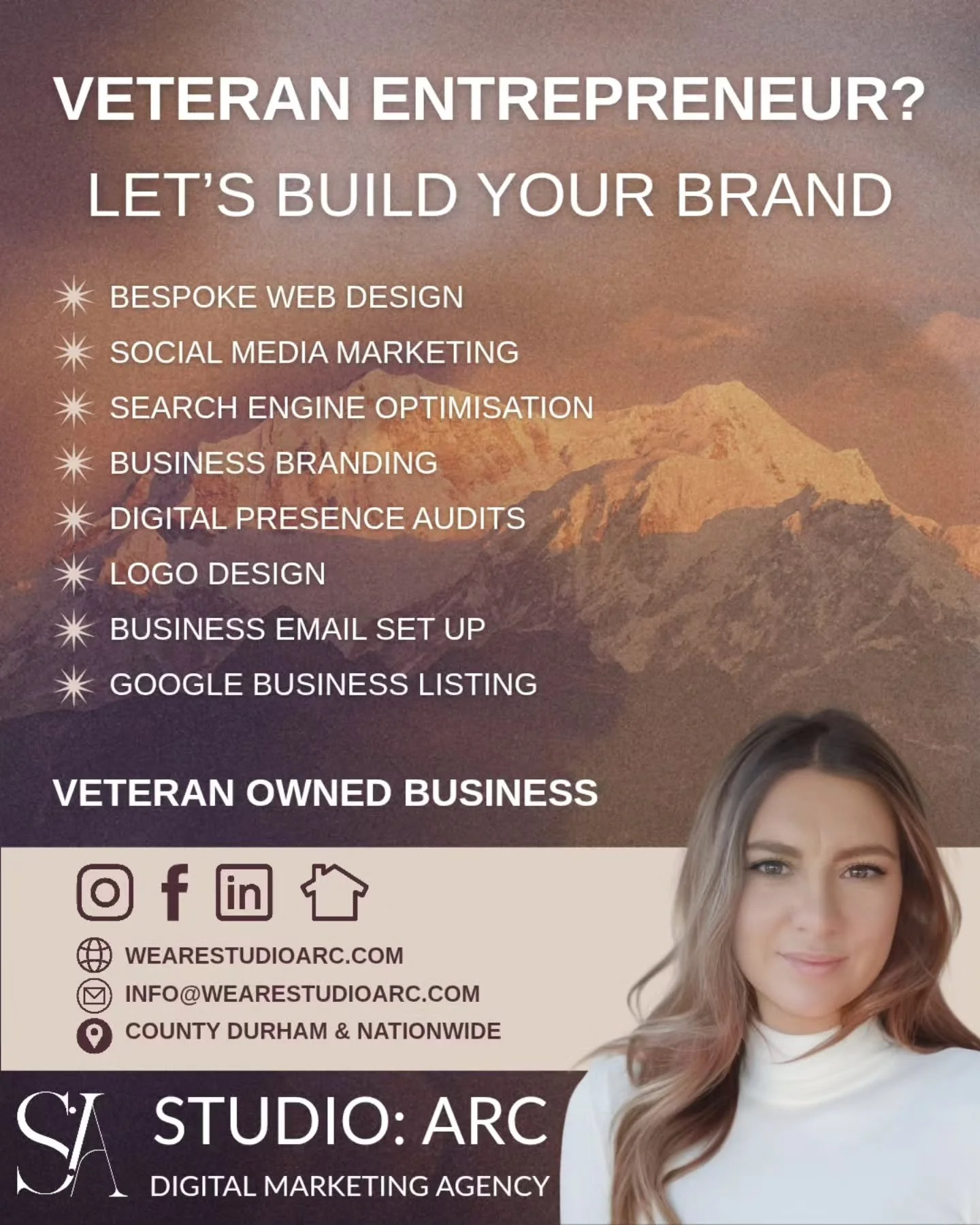 🥾 Ex-military? Building your own business? 💼 

I know the drive it takes - because I&rsquo;ve been there. I&rsquo;m Jessica, Founder of STUDIO: ARC, a Digital Marketing Agency specialising in high-end websites, brand presence, and social media stra