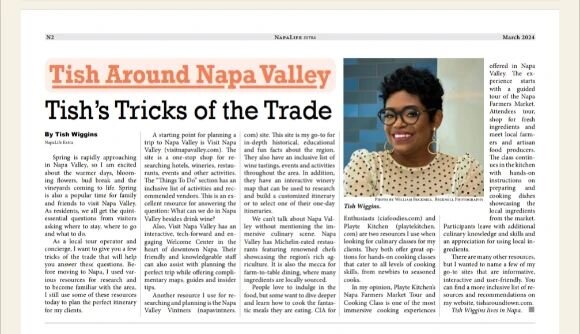 @tisharoundtown is writing a monthly column for NapaLife Extra called Tish Around Napa Valley, and guess who is featured?! (Yes, us). Her first column gives readers some tips and tricks of the trade for planning a trip to Napa Valley, and one way to 