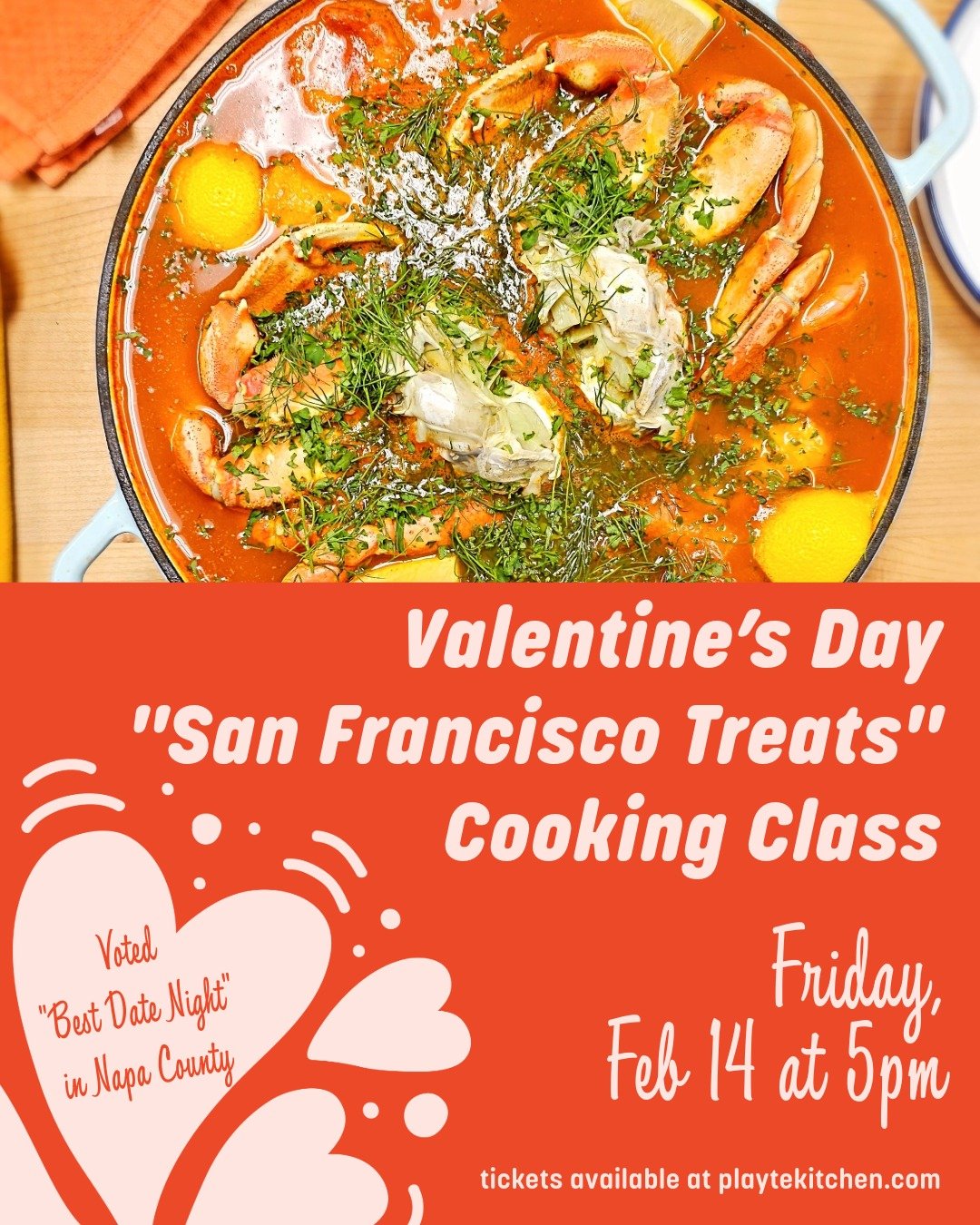❤️🍽️❤️ Love is in the air&hellip;and so is the smell of something delicious! Skip the crowded restaurants this Valentine&rsquo;s Day and cook up something special instead! Join us for San Francisco Treats&mdash;a Valentine&rsquo;s Day cooking class 