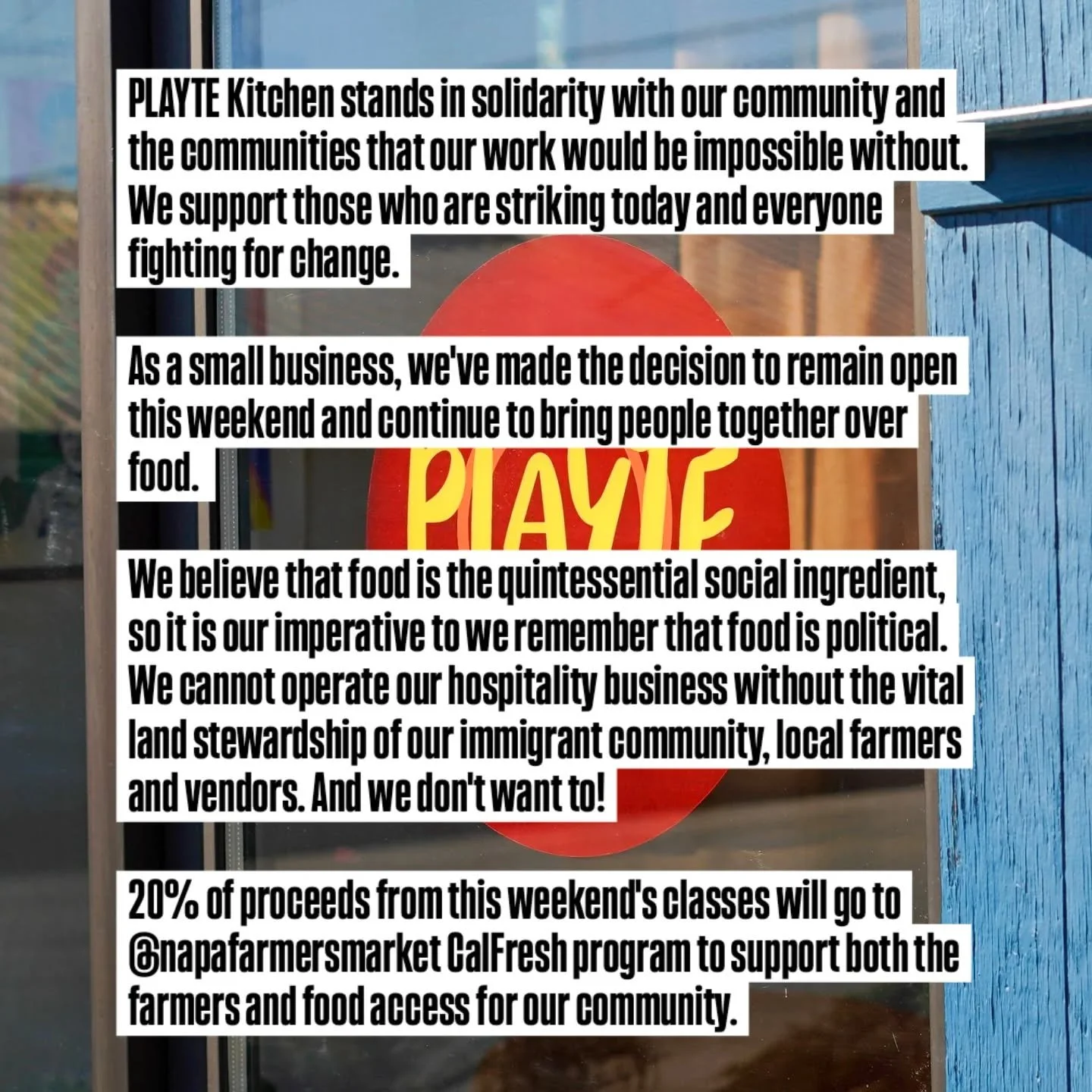 We stand with our community. We stand with Minnesota. If you shop today, please support immigrant-owned, small businesses first🧡

While we will remain open today and this weekend, 20% of proceeds from this weekend's classes will be donated to @napaf