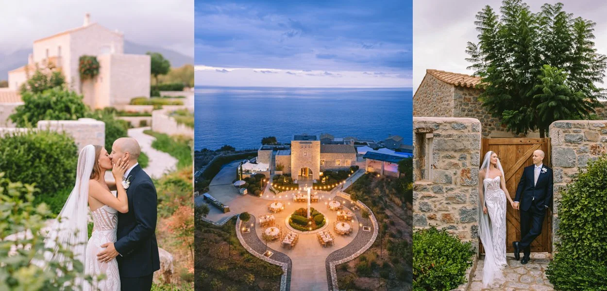 Modern stone architecture and minimalist design at Aria Estate Mani, reflecting traditional Peloponnesian tower house aesthetics.