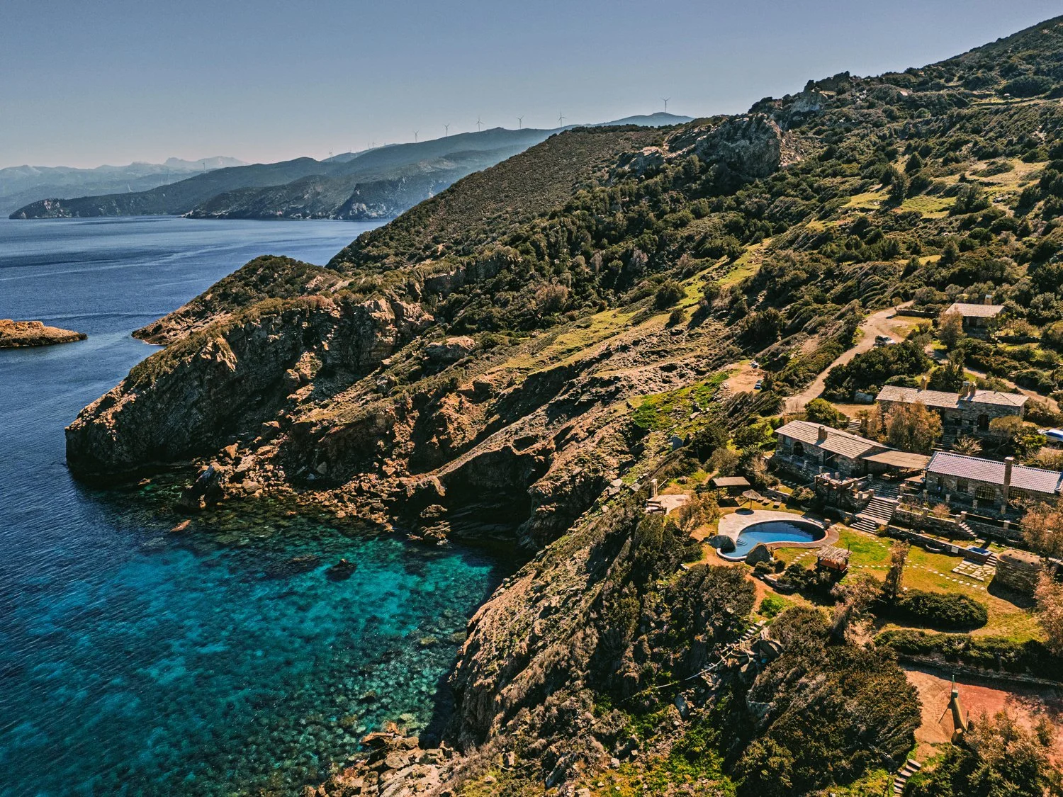 villa delenia with a drone