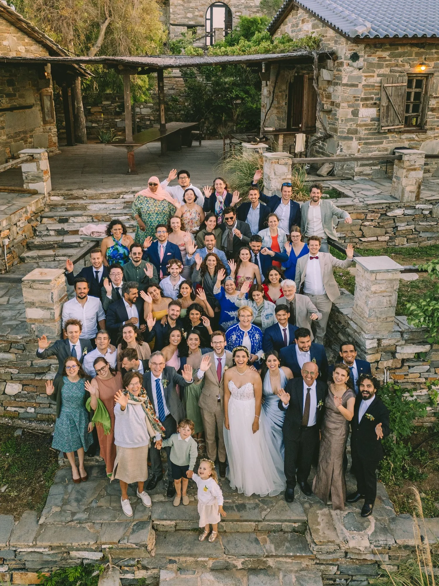 group photo with a drone