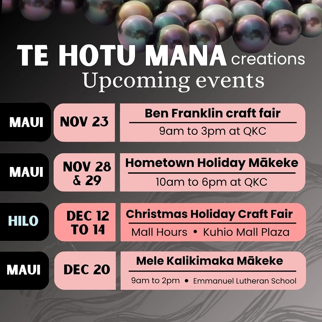 🎄✨ Holiday market season is officially on!
We&rsquo;ve got three Maui events + one special Hilo pop-up &mdash; each with fresh pieces, one-of-a-kind designs, and perfect holiday gifts.

Mark your calendars&hellip; you don&rsquo;t want to miss these!