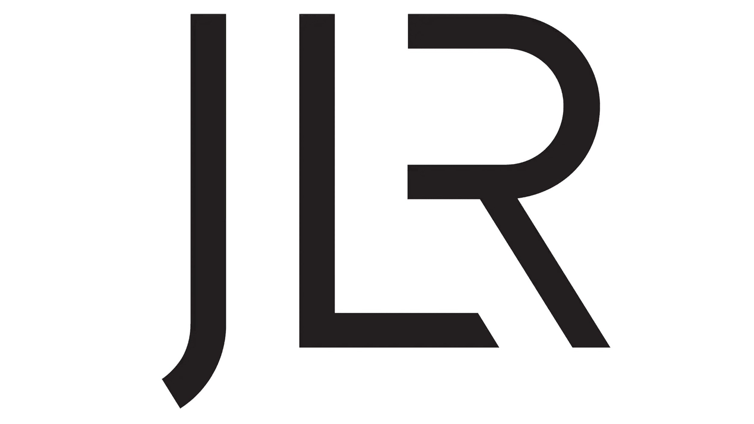 Close-up image of the black logo with the stylized letters 'JLR' Jaguar Land Rover logo