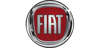 Fiat logo with red background and chrome border