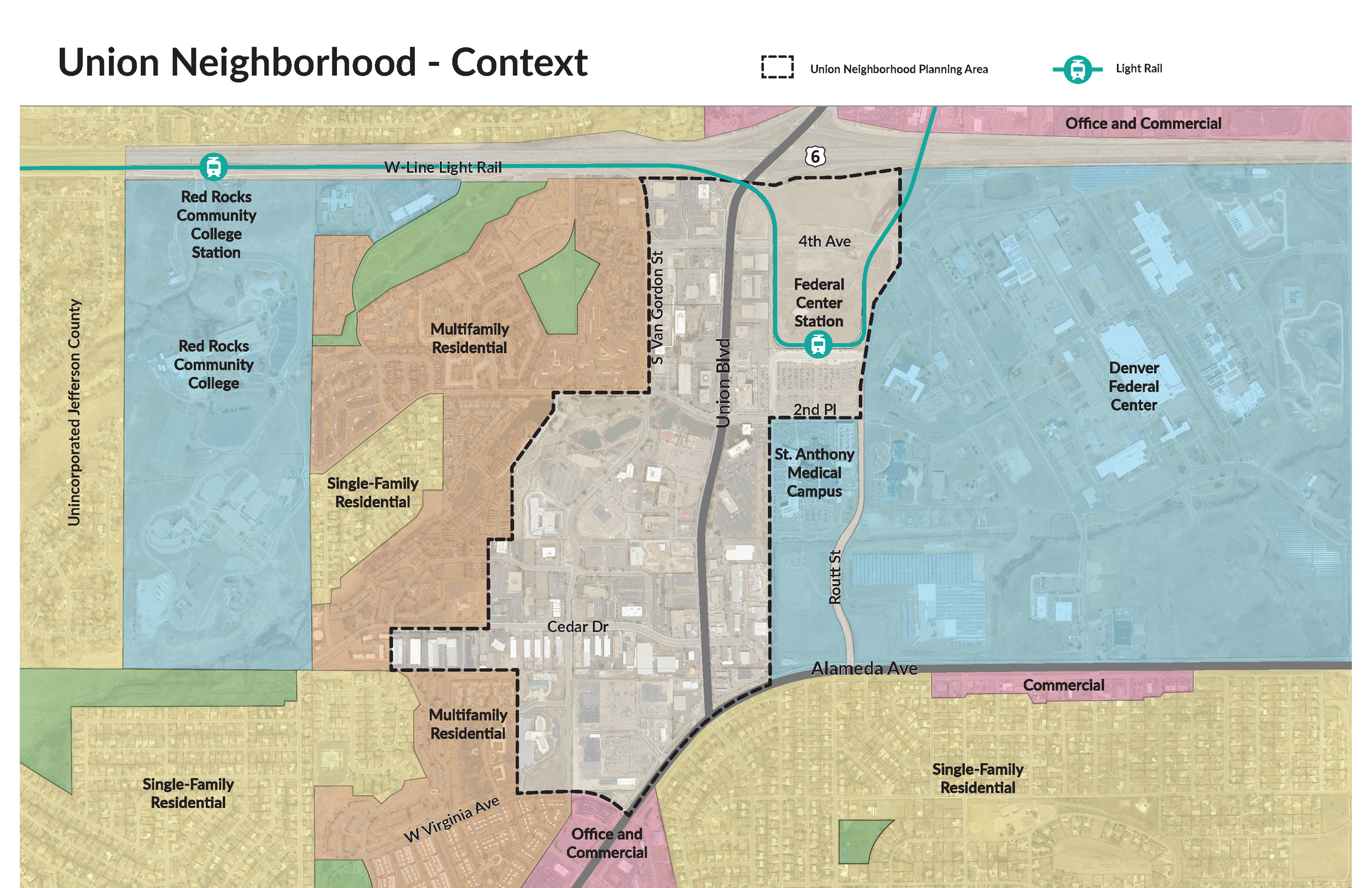 Union Neighborhood Context Map for the Union Neighborhood Vision Plan (created while working as staff for the City of Lakewood)