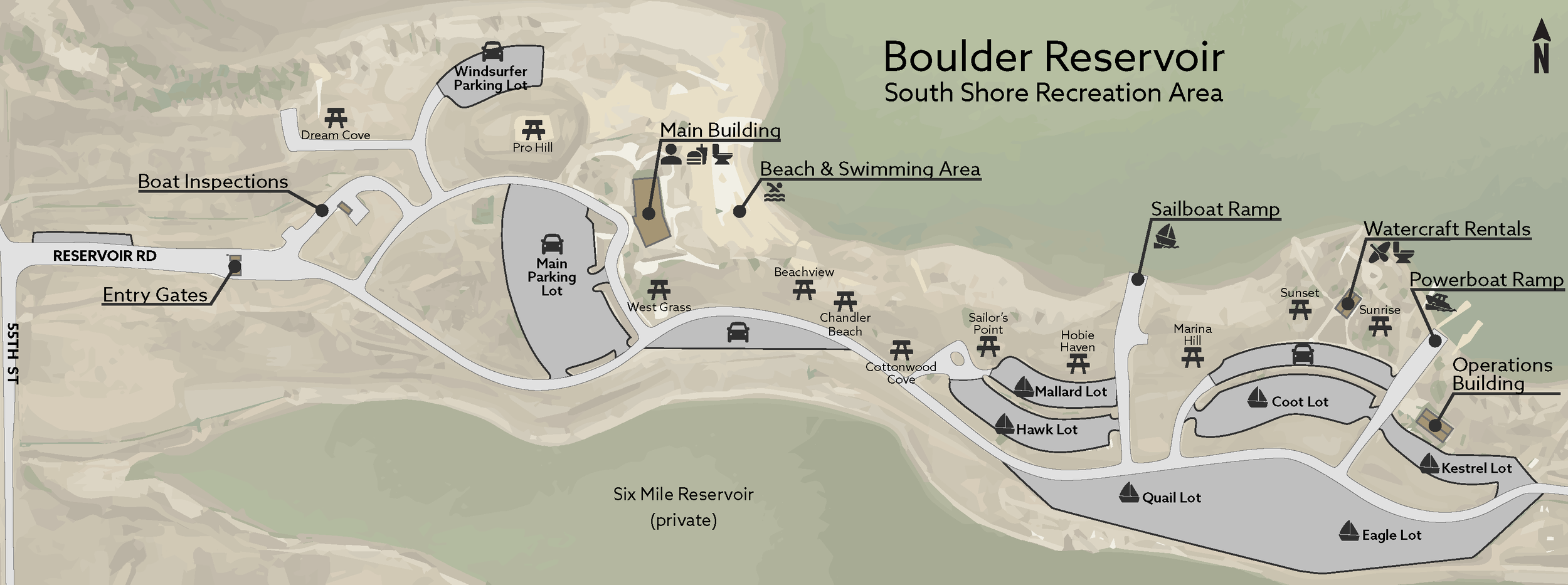 Boulder Reservoir South Shore Simple Online Map (created while working as staff for Boulder Parks and Recreation)
