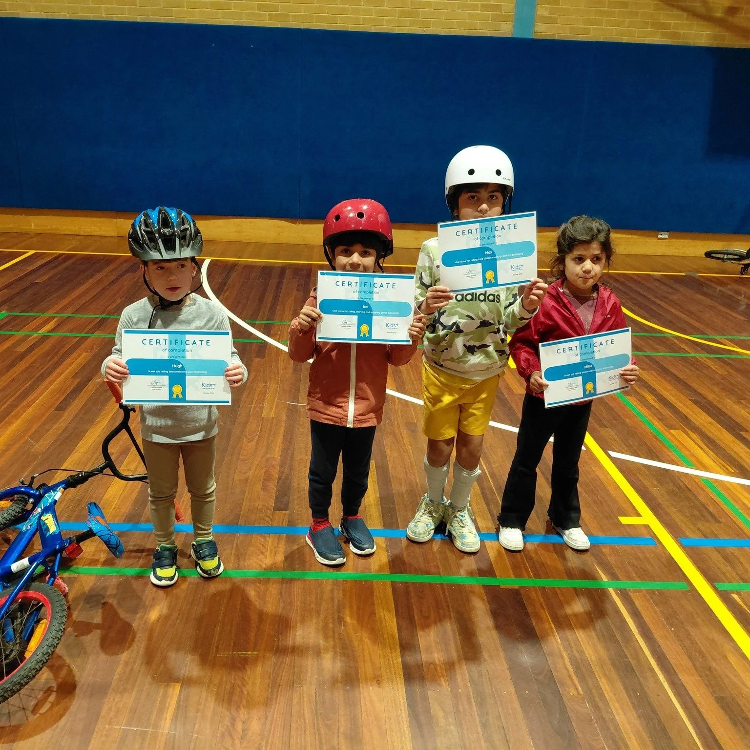 Check out these wonderful kiddos post Bike Ed last week. Lots of hard work went into riding further, trying out balance bikes, riding with no training wheels, and learning how to pedal. We even mixed it up and held our final session indoors at Deakin