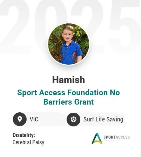 BIG congrats to Hamish, the recipient of a 2025 No Barriers Sports Grant from Sport Access Foundation! Hamish gives so much to every session at Kids+ and truly deserves this recognition. Well done, Hamish 😃

Find out more about the grant and recipie